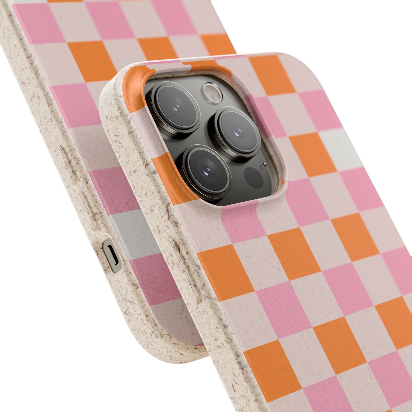 Chic Biodegradable Phone Case - Eco-Friendly Checkered Design, Sustainable Cell Phone Cover, Cute Gift for Environmentalists
