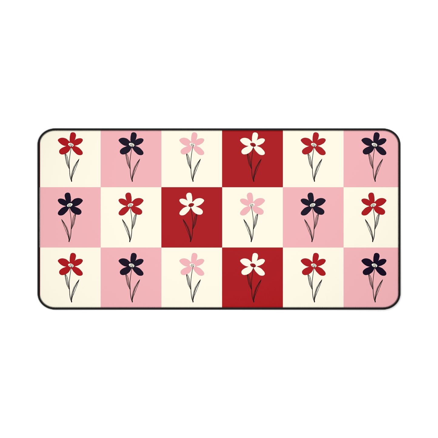 Pop Petal Plaid Desk Mat