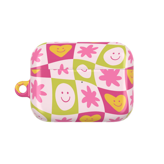 Colorful Floral AirPod Case with Smiling Faces