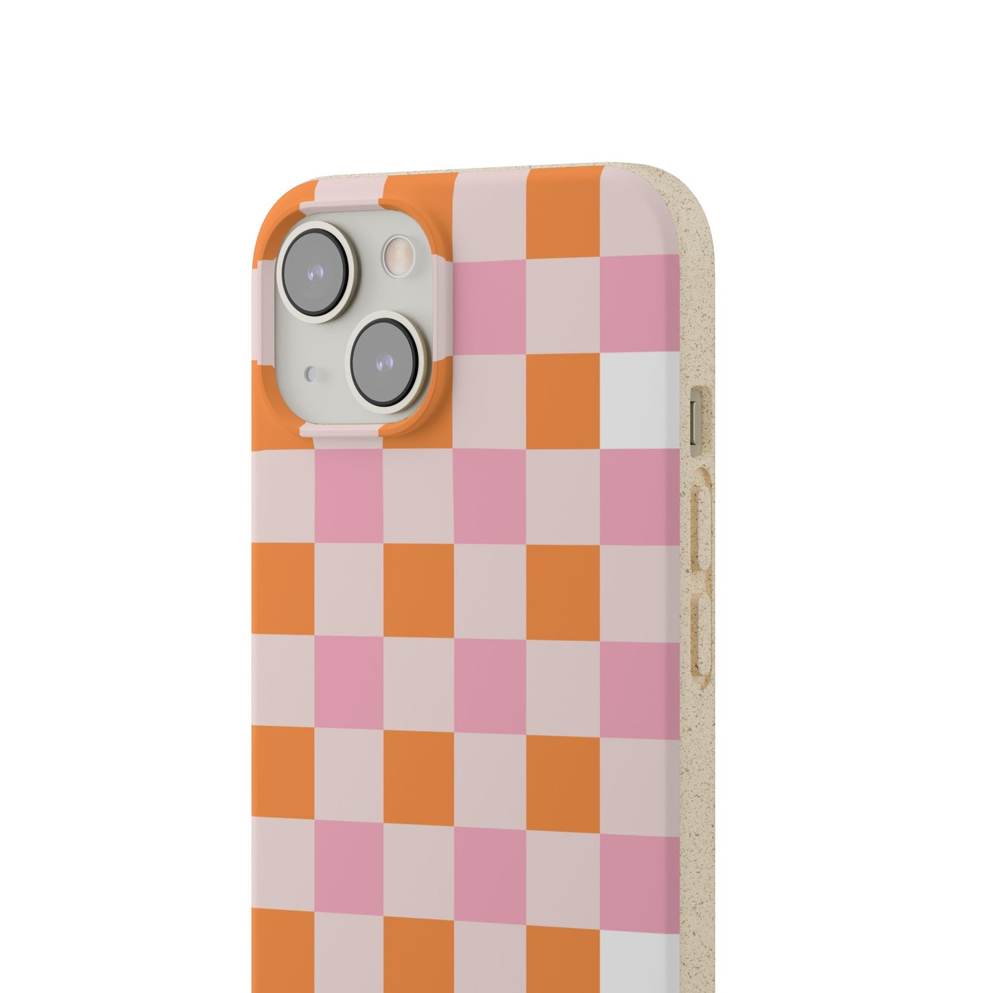 Chic Biodegradable Phone Case - Eco-Friendly Checkered Design, Sustainable Cell Phone Cover, Cute Gift for Environmentalists