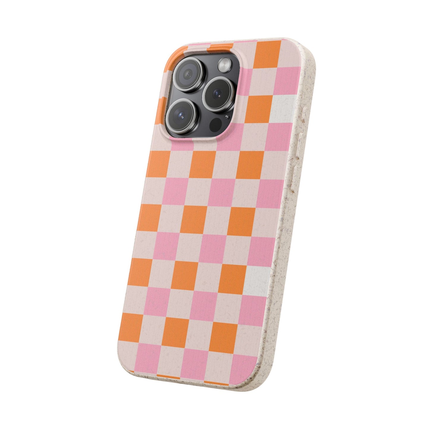 Chic Biodegradable Phone Case - Eco-Friendly Checkered Design, Sustainable Cell Phone Cover, Cute Gift for Environmentalists