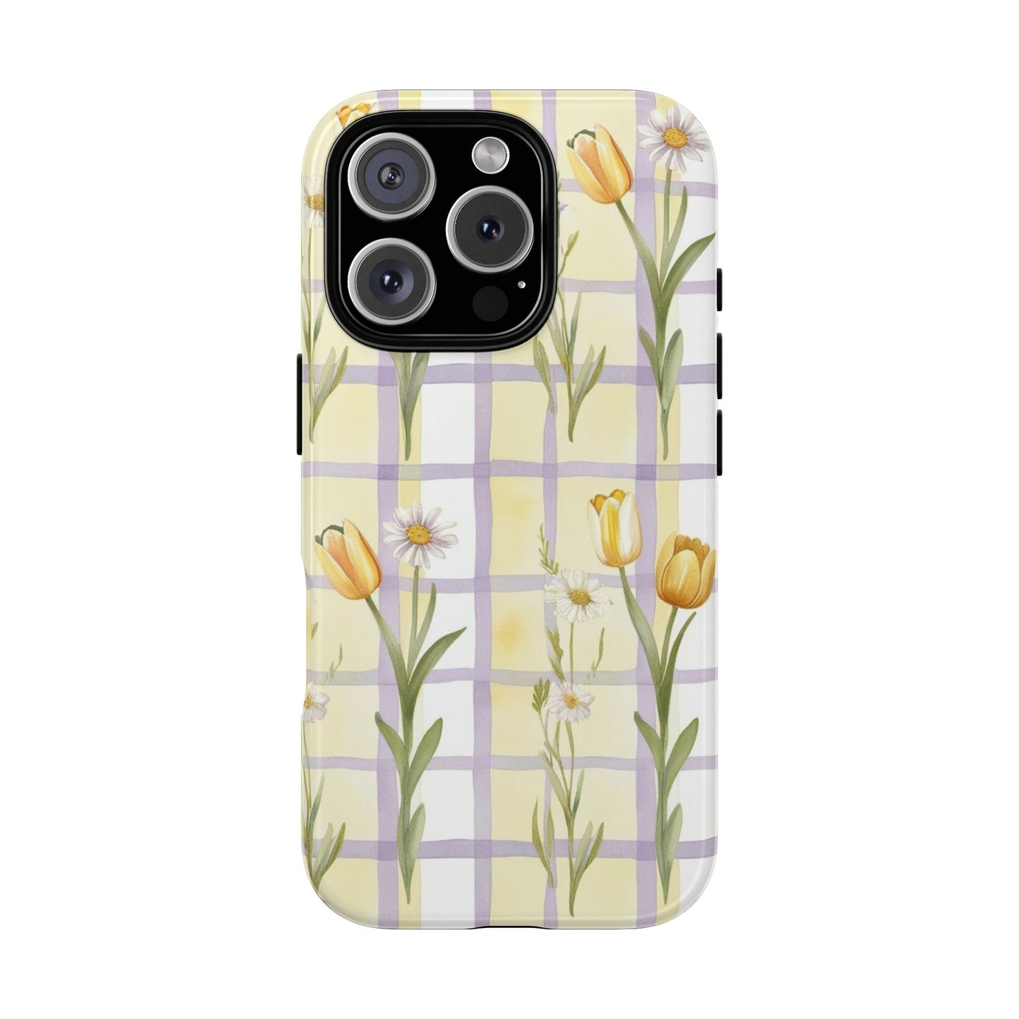 Floral Phone Case with Tulips and Daisies, Spring-Inspired Tech Accessory, Gifts for Her, Customizable Mobile Cover, Phone Protection