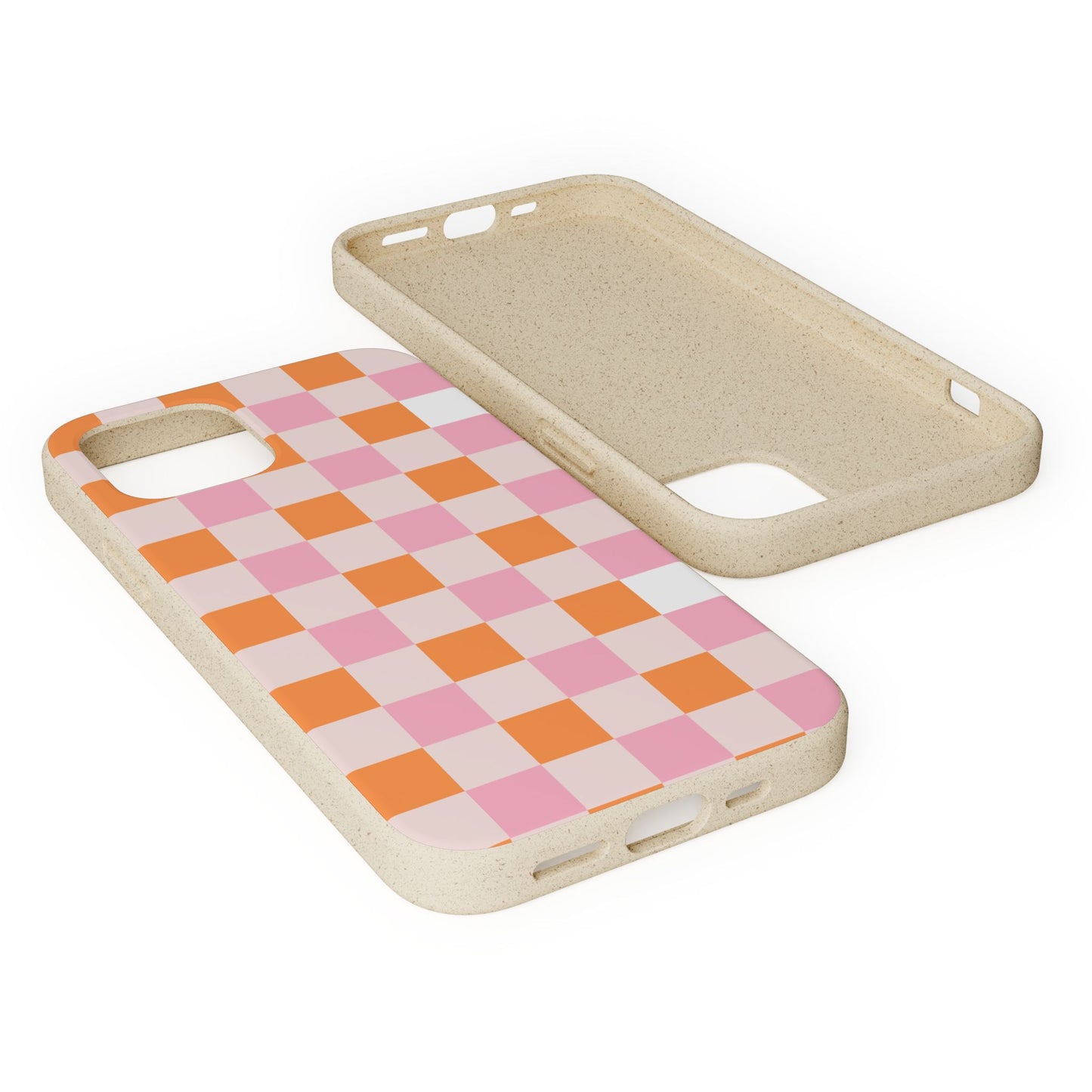 Chic Biodegradable Phone Case - Eco-Friendly Checkered Design, Sustainable Cell Phone Cover, Cute Gift for Environmentalists