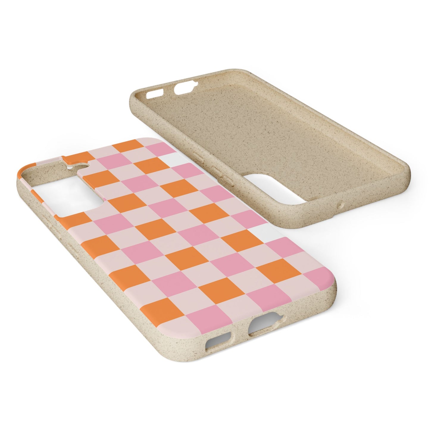 Chic Biodegradable Phone Case - Eco-Friendly Checkered Design, Sustainable Cell Phone Cover, Cute Gift for Environmentalists