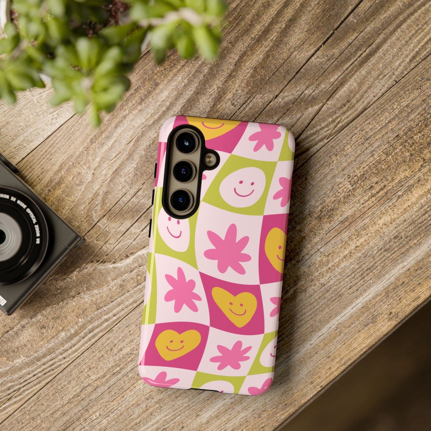 Colorful Floral iPhone Case with Smiley Faces