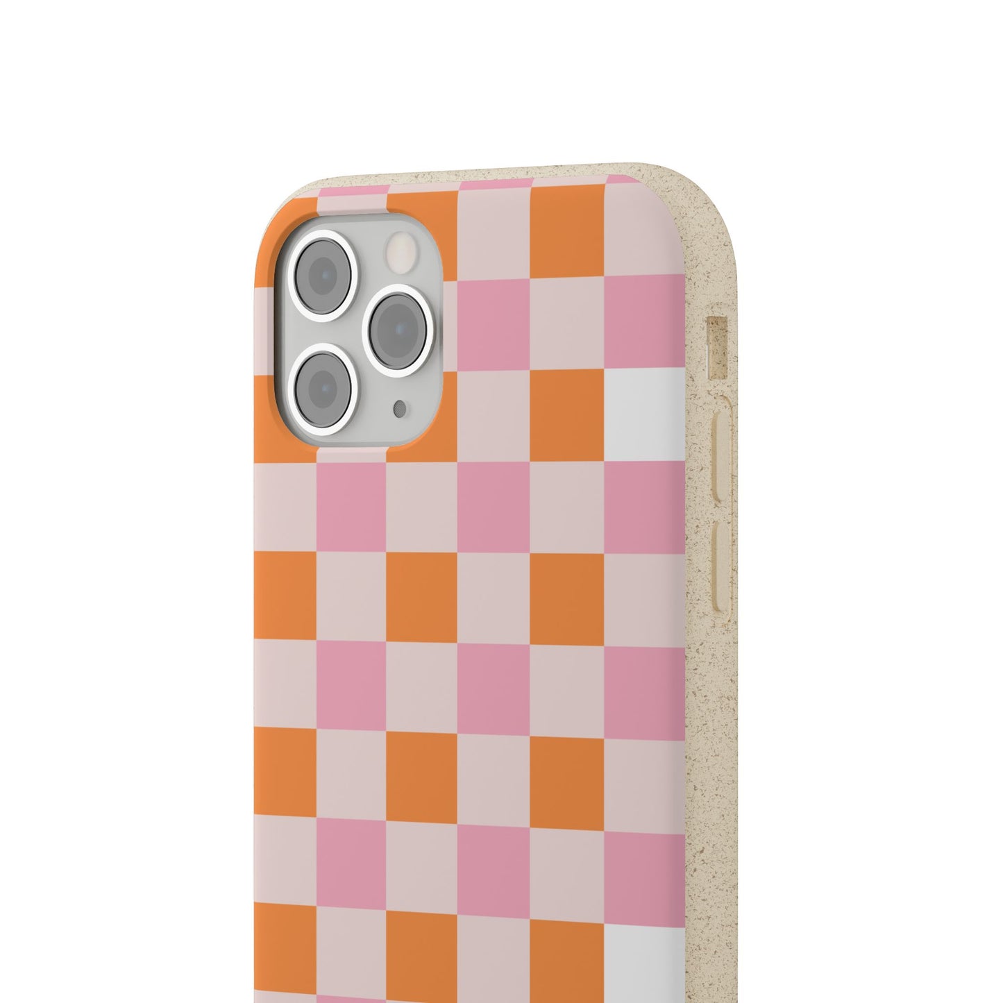 Chic Biodegradable Phone Case - Eco-Friendly Checkered Design, Sustainable Cell Phone Cover, Cute Gift for Environmentalists