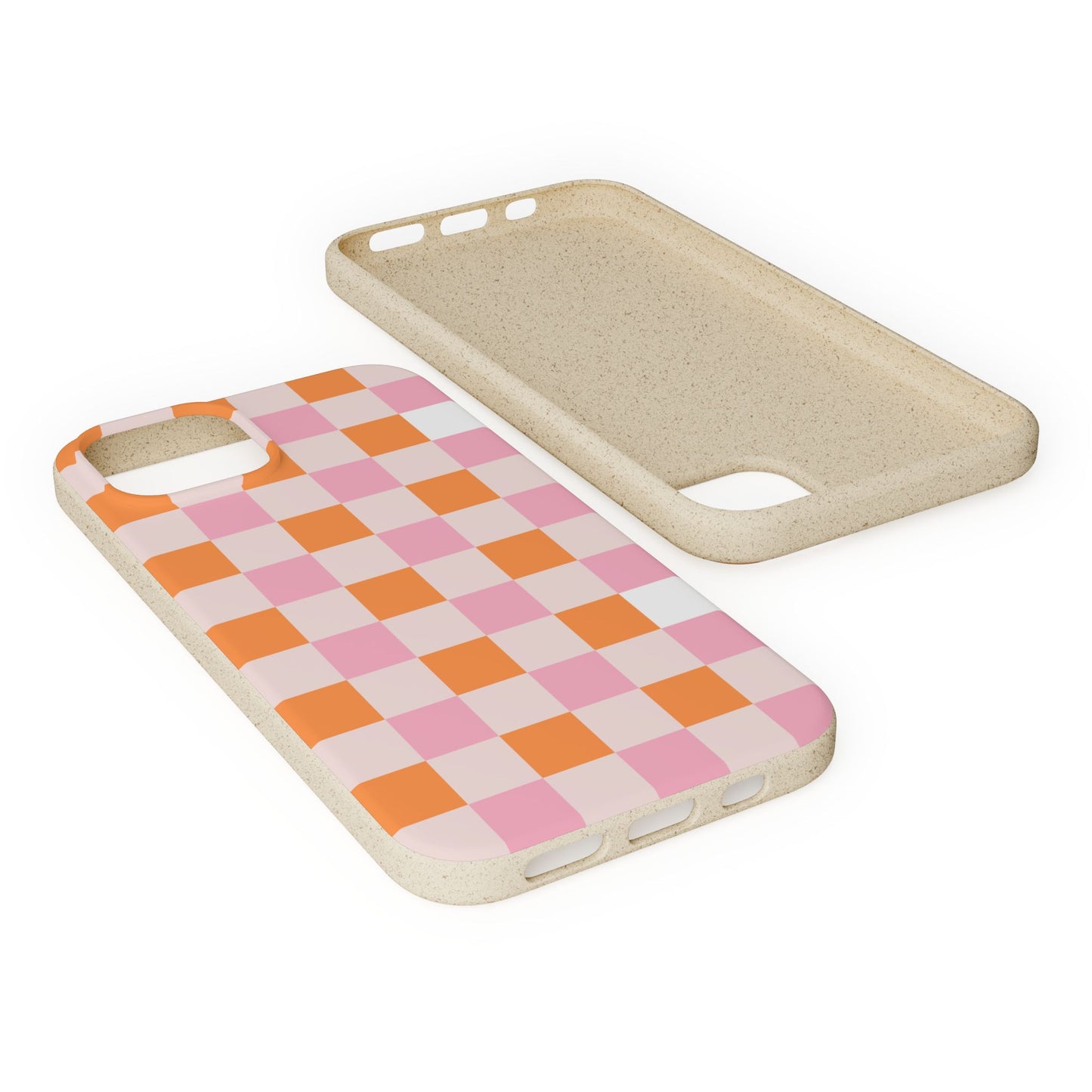 Chic Biodegradable Phone Case - Eco-Friendly Checkered Design, Sustainable Cell Phone Cover, Cute Gift for Environmentalists