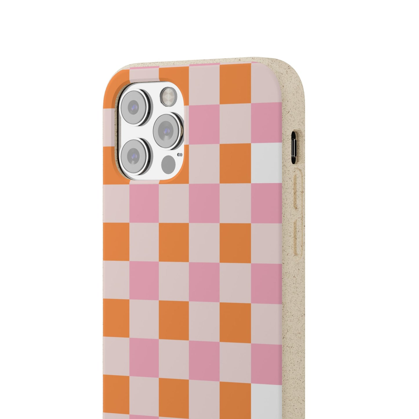 Chic Biodegradable Phone Case - Eco-Friendly Checkered Design, Sustainable Cell Phone Cover, Cute Gift for Environmentalists