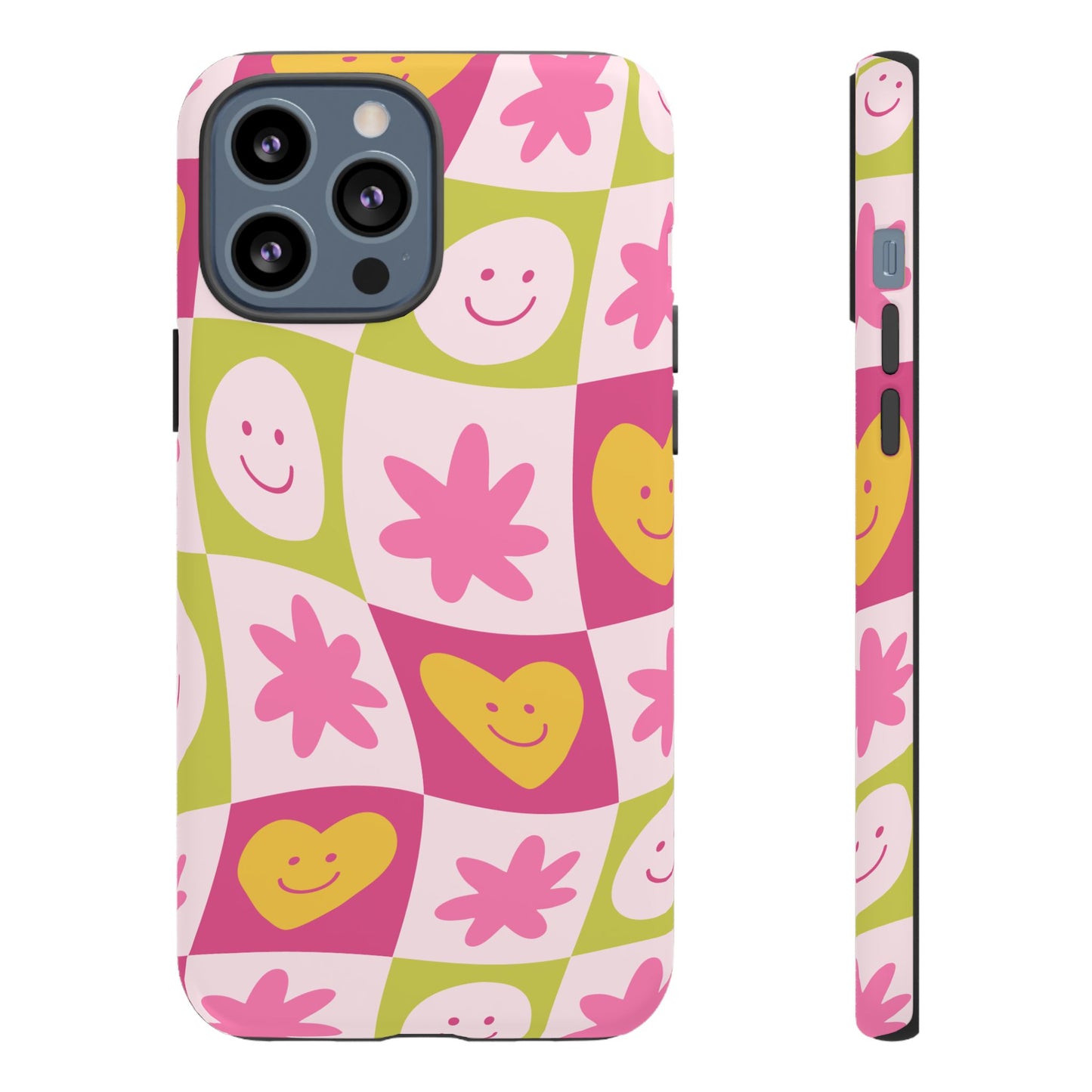 Colorful Floral iPhone Case with Smiley Faces