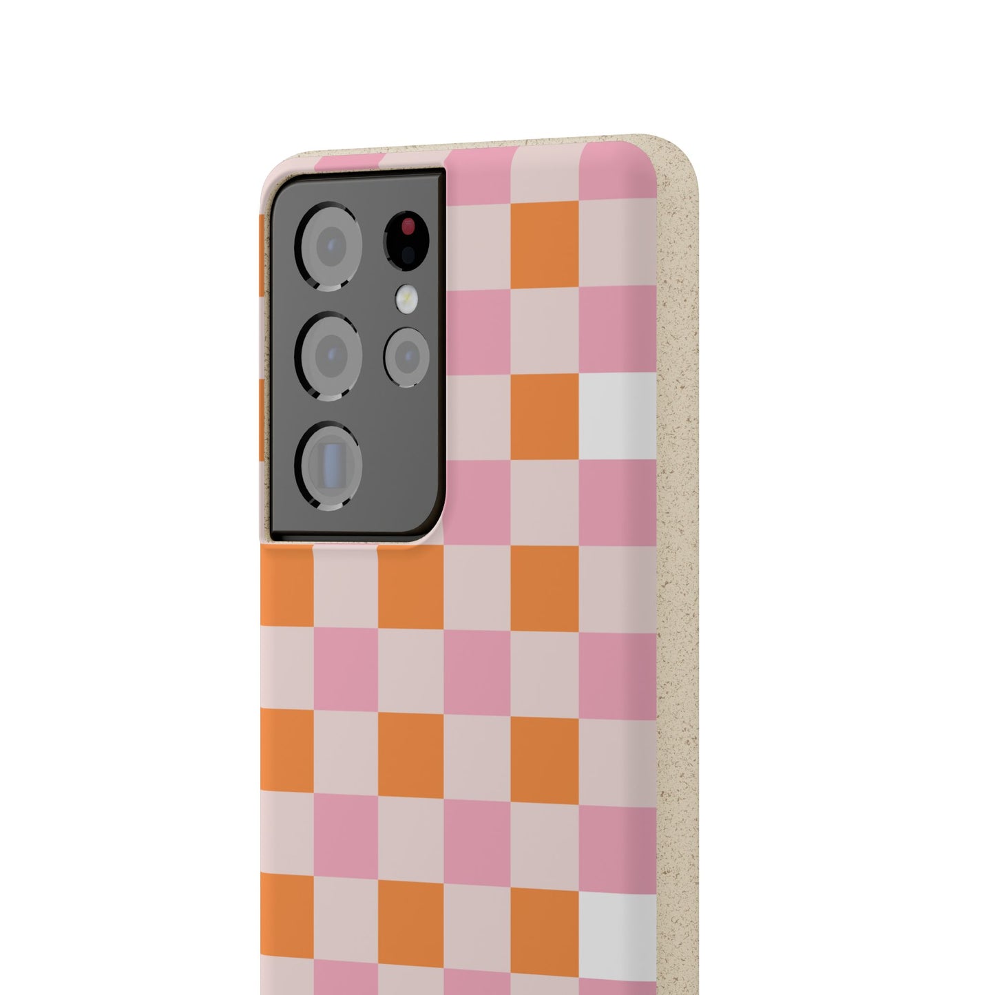 Chic Biodegradable Phone Case - Eco-Friendly Checkered Design, Sustainable Cell Phone Cover, Cute Gift for Environmentalists