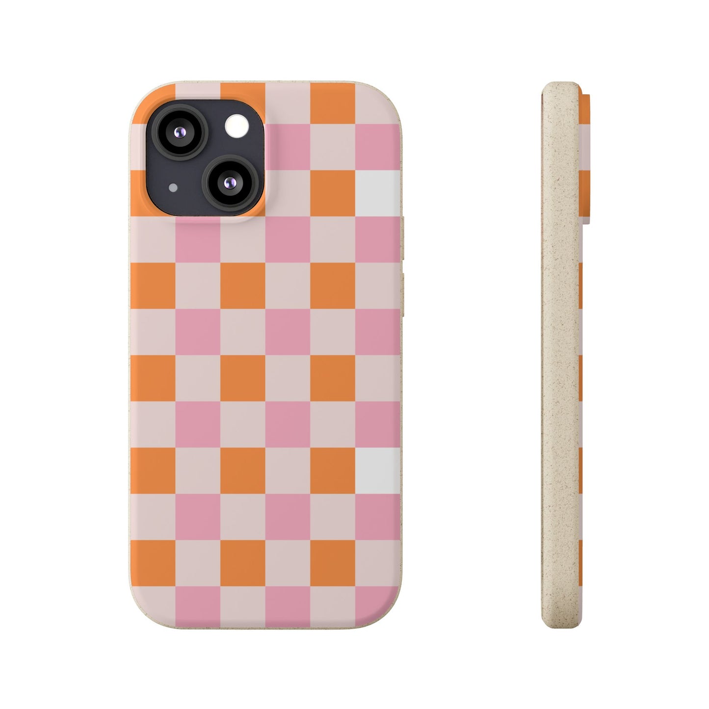 Chic Biodegradable Phone Case - Eco-Friendly Checkered Design, Sustainable Cell Phone Cover, Cute Gift for Environmentalists
