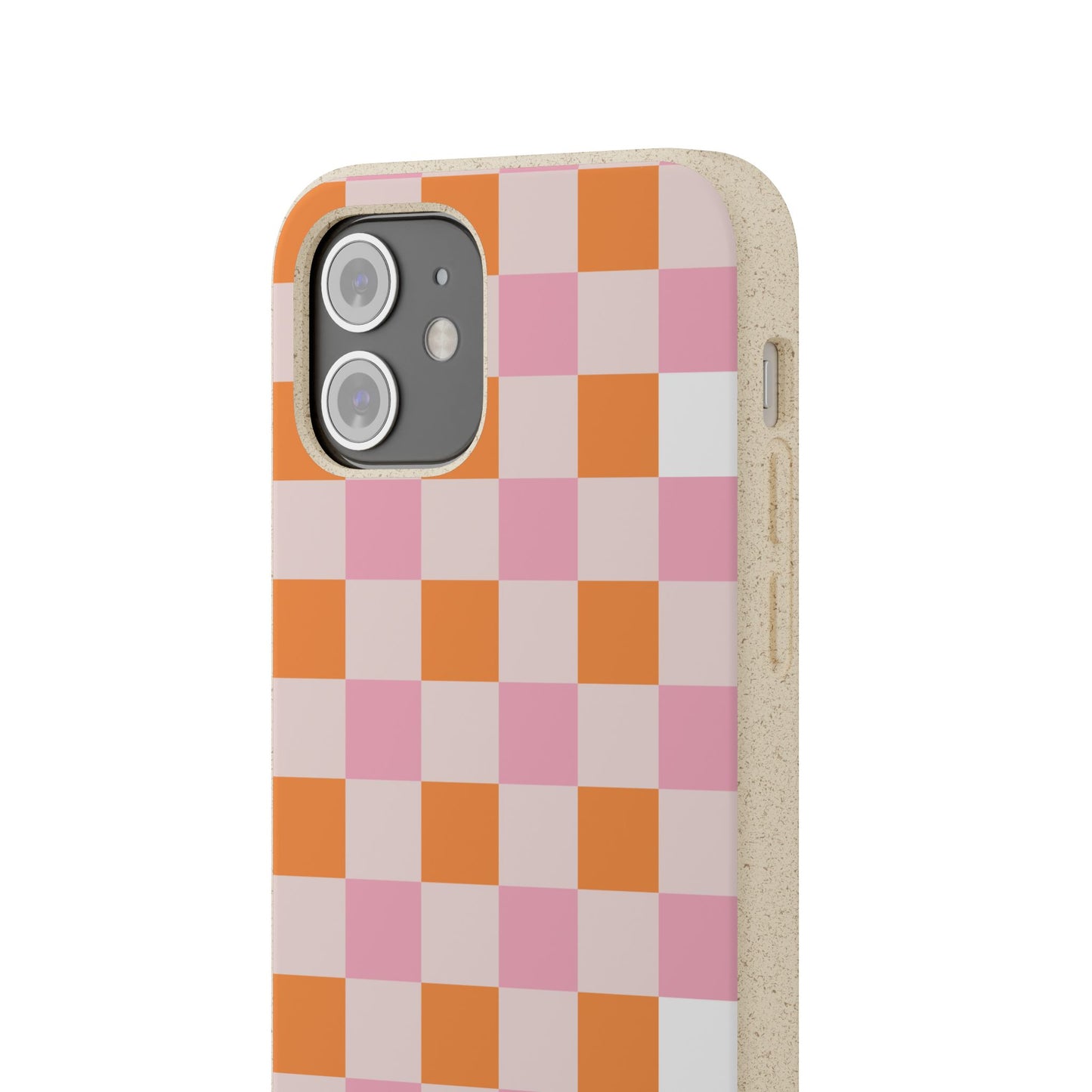 Chic Biodegradable Phone Case - Eco-Friendly Checkered Design, Sustainable Cell Phone Cover, Cute Gift for Environmentalists