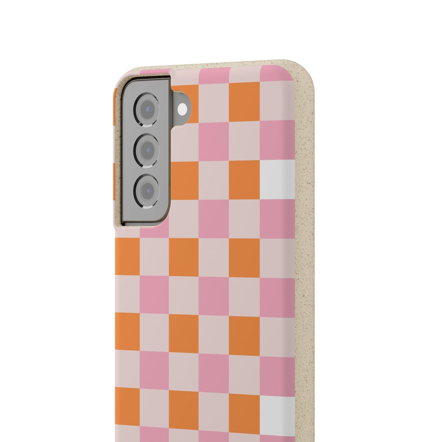 Chic Biodegradable Phone Case - Eco-Friendly Checkered Design, Sustainable Cell Phone Cover, Cute Gift for Environmentalists