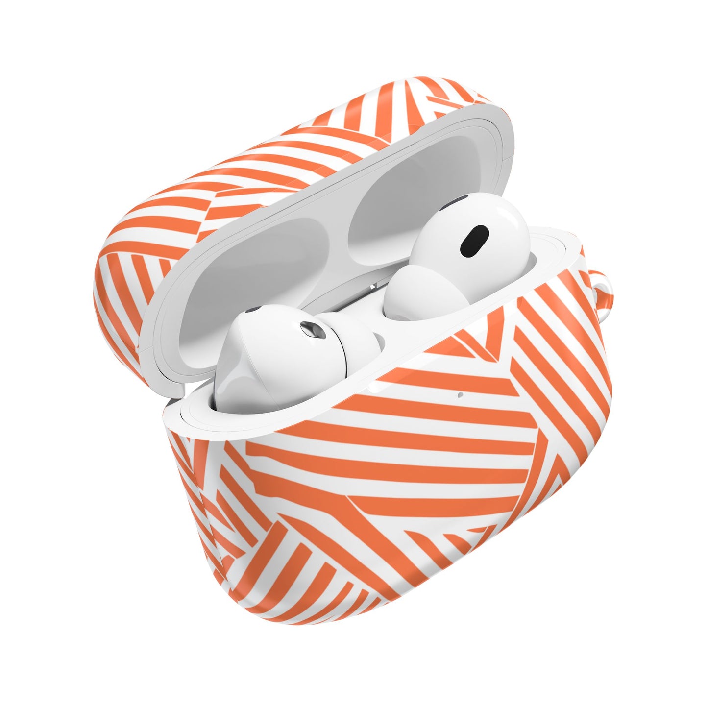 Stylish Orange Striped AirPod Case - Trendy Wireless Earbud Cover