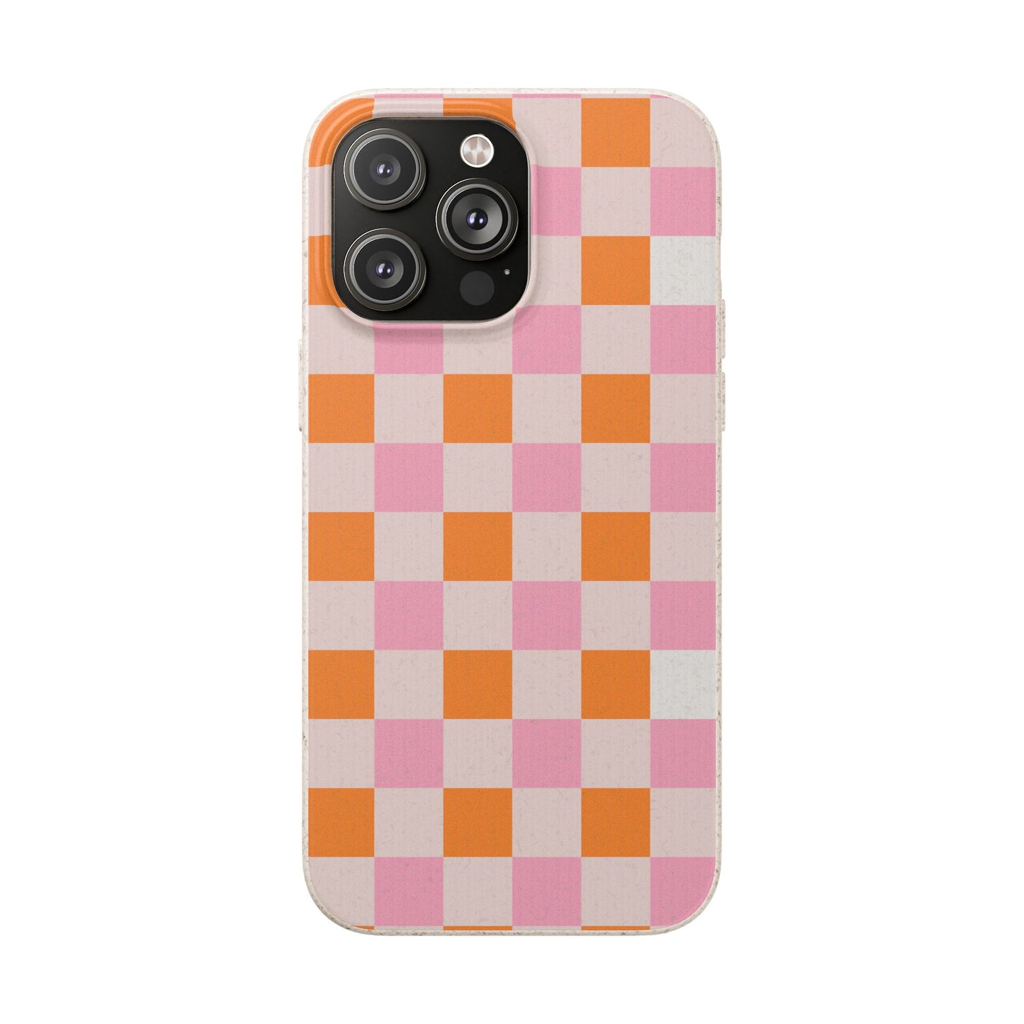 Chic Biodegradable Phone Case - Eco-Friendly Checkered Design, Sustainable Cell Phone Cover, Cute Gift for Environmentalists