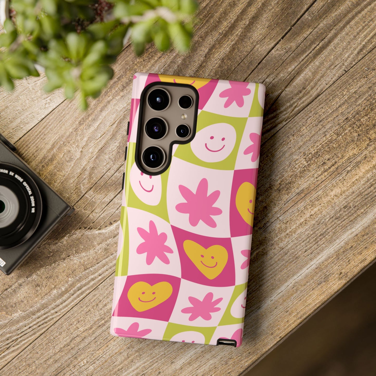 Colorful Floral iPhone Case with Smiley Faces