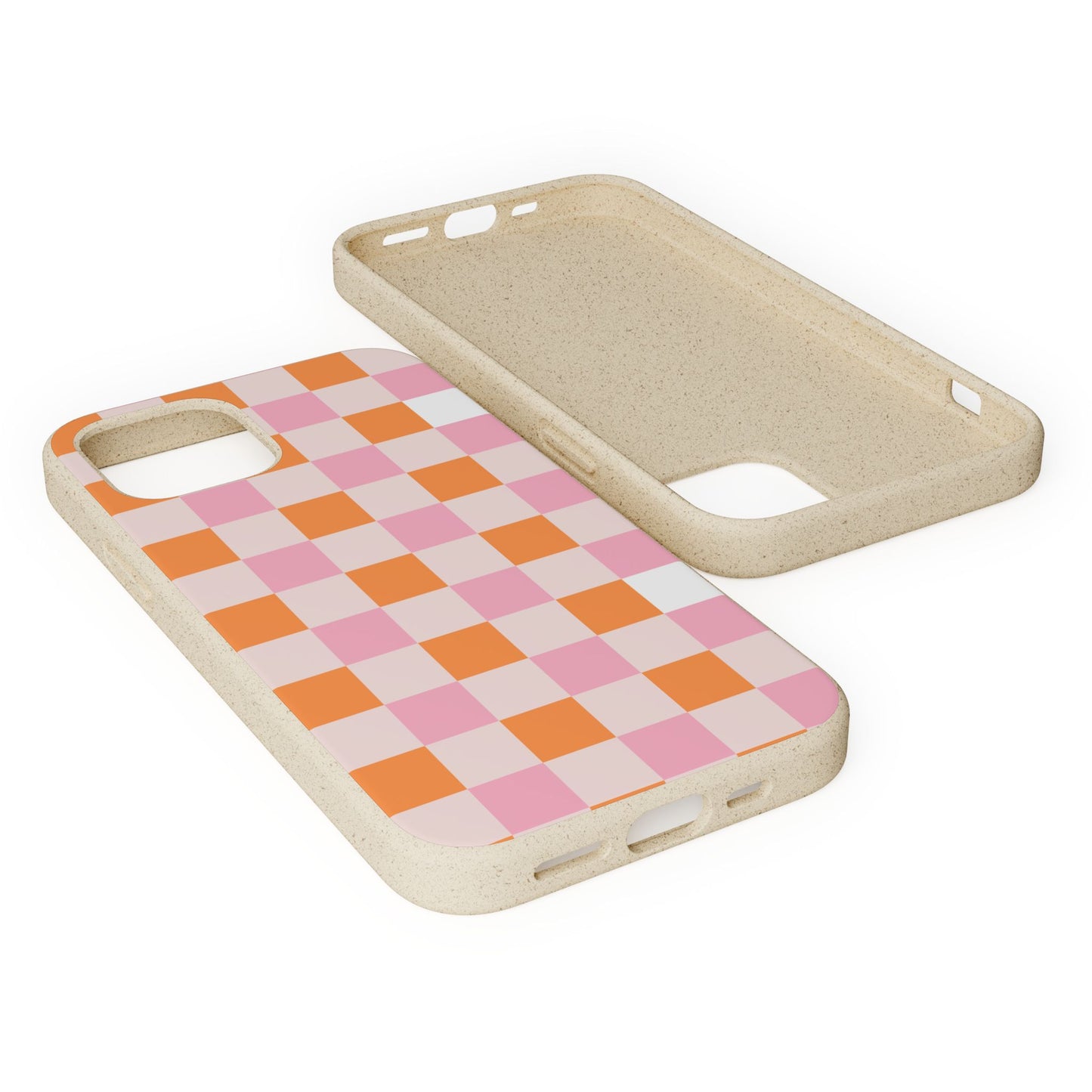 Chic Biodegradable Phone Case - Eco-Friendly Checkered Design, Sustainable Cell Phone Cover, Cute Gift for Environmentalists