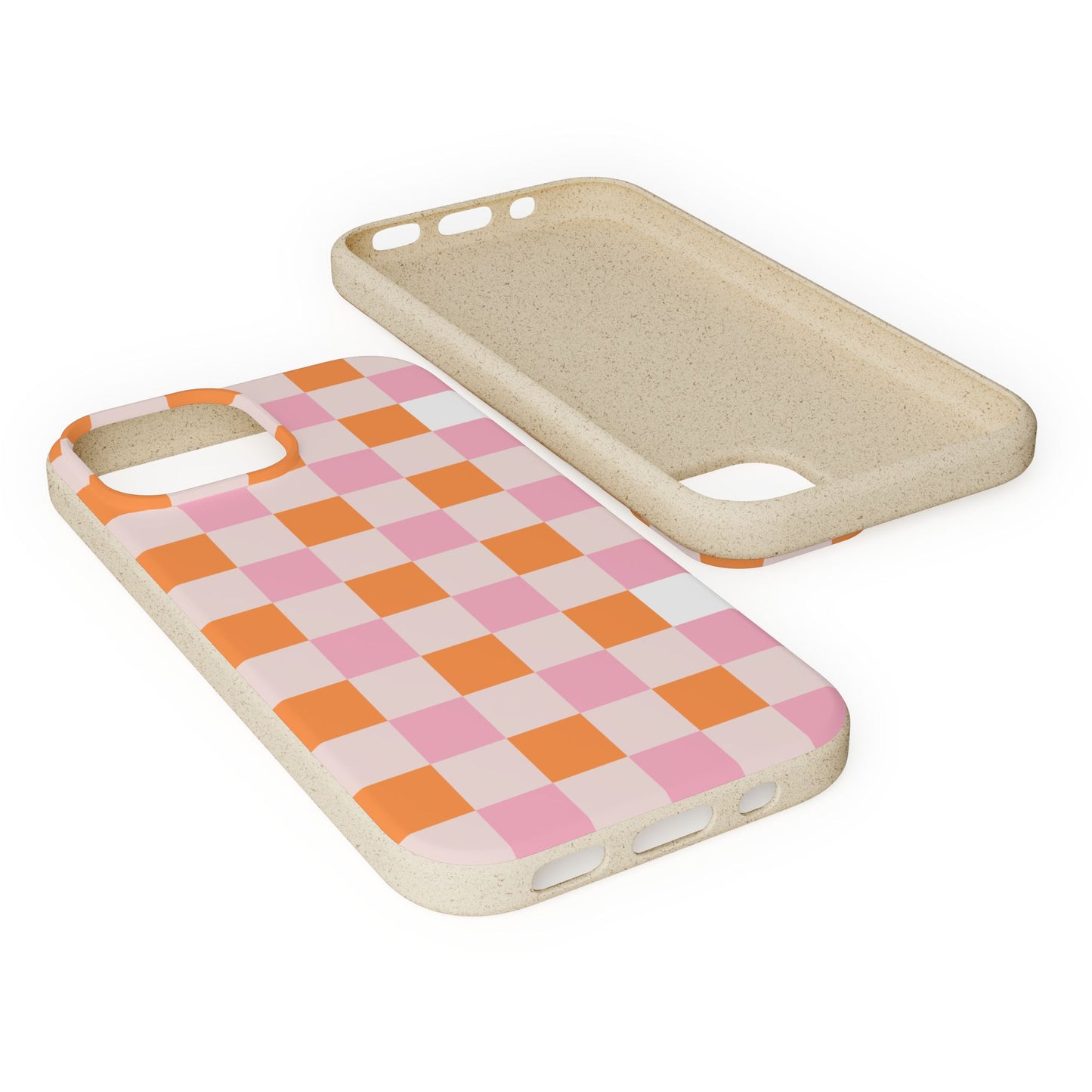 Chic Biodegradable Phone Case - Eco-Friendly Checkered Design, Sustainable Cell Phone Cover, Cute Gift for Environmentalists