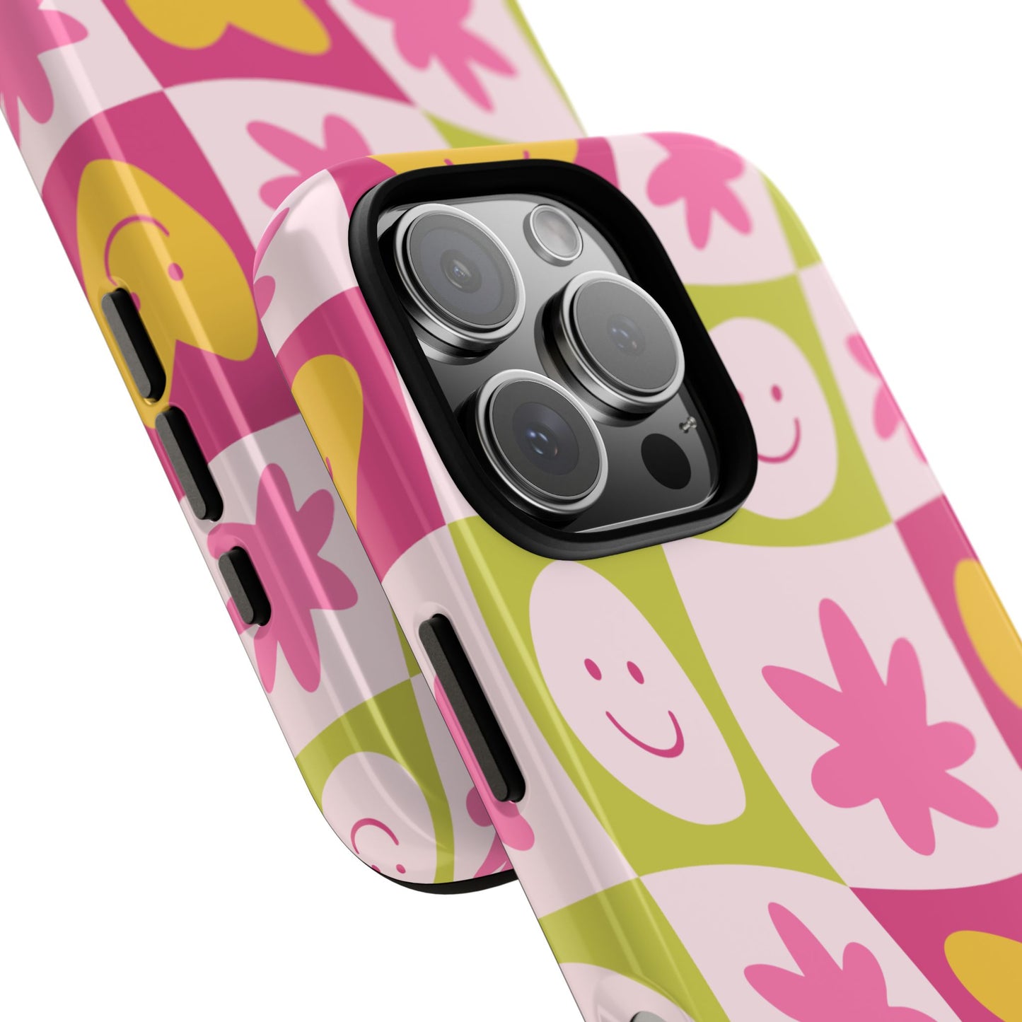Colorful Floral iPhone Case with Smiley Faces
