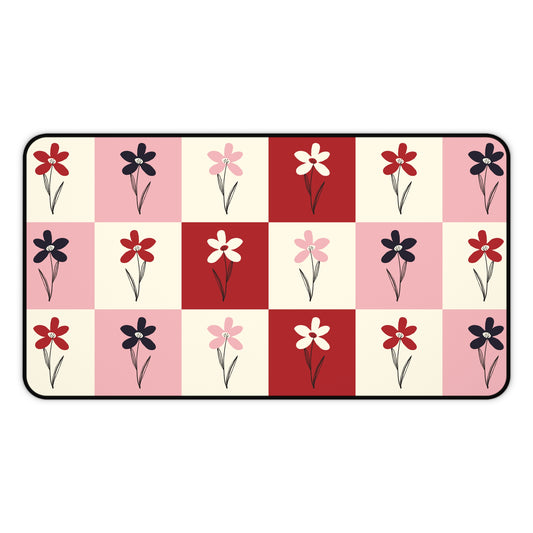 Pop Petal Plaid Desk Mat