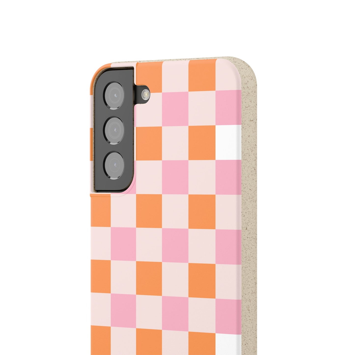 Chic Biodegradable Phone Case - Eco-Friendly Checkered Design, Sustainable Cell Phone Cover, Cute Gift for Environmentalists