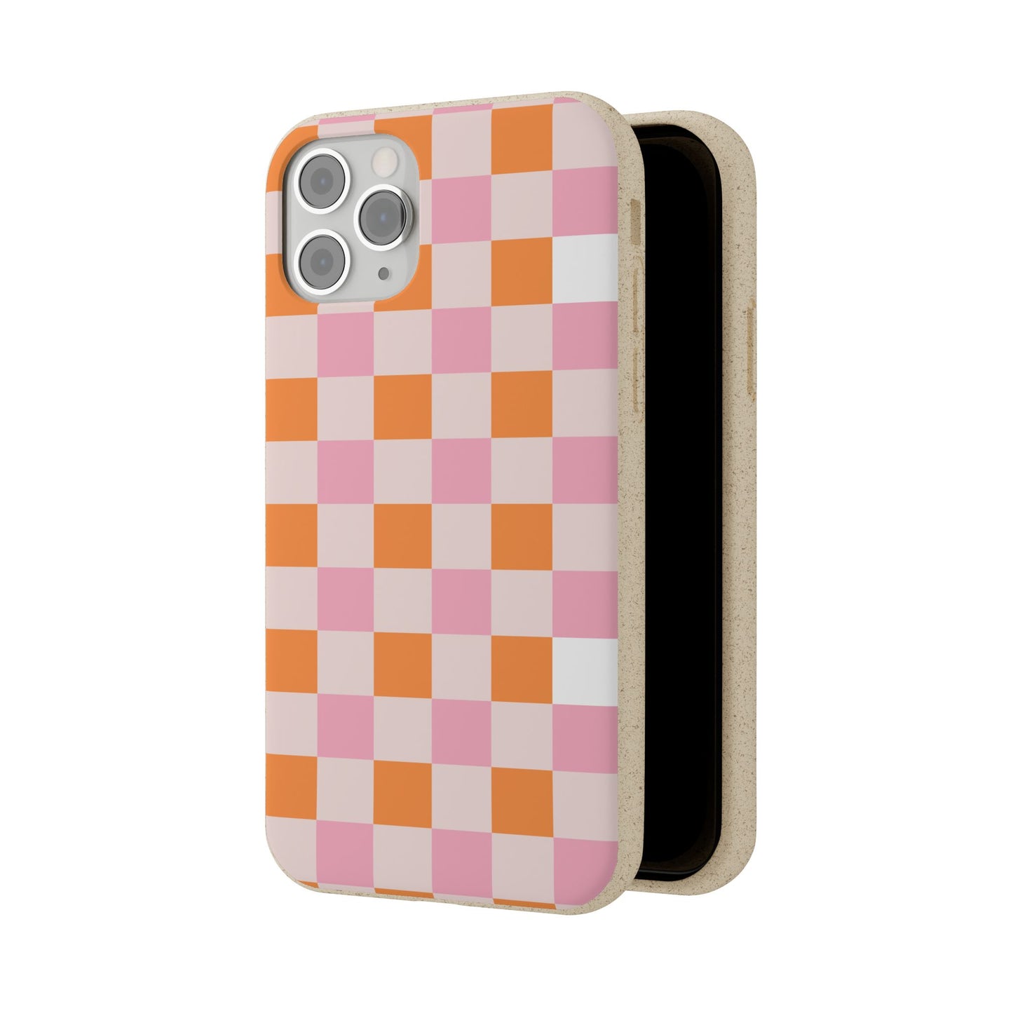 Chic Biodegradable Phone Case - Eco-Friendly Checkered Design, Sustainable Cell Phone Cover, Cute Gift for Environmentalists