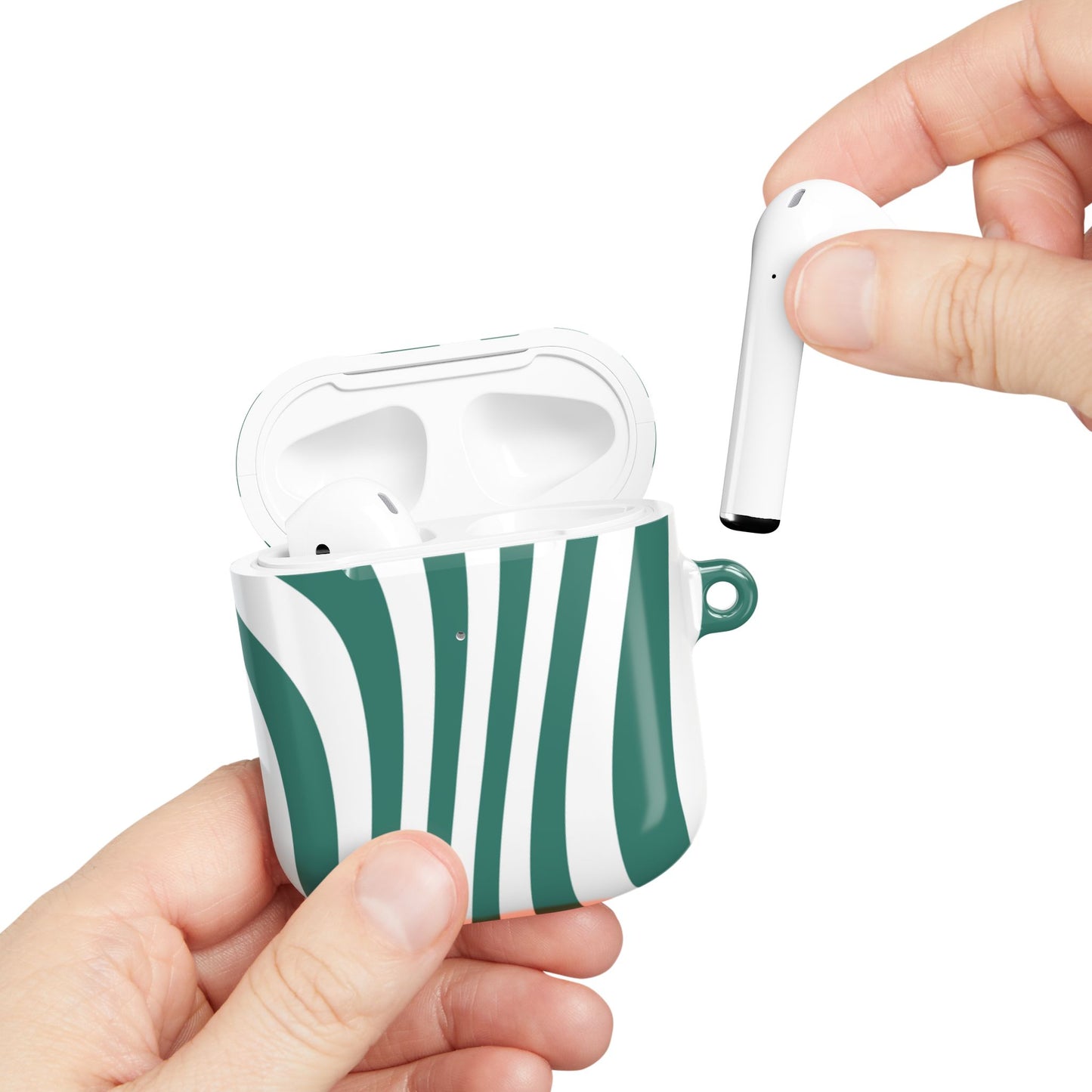 Stylish Green Stripe AirPod Case - Trendy Protective Cover for Music Lovers