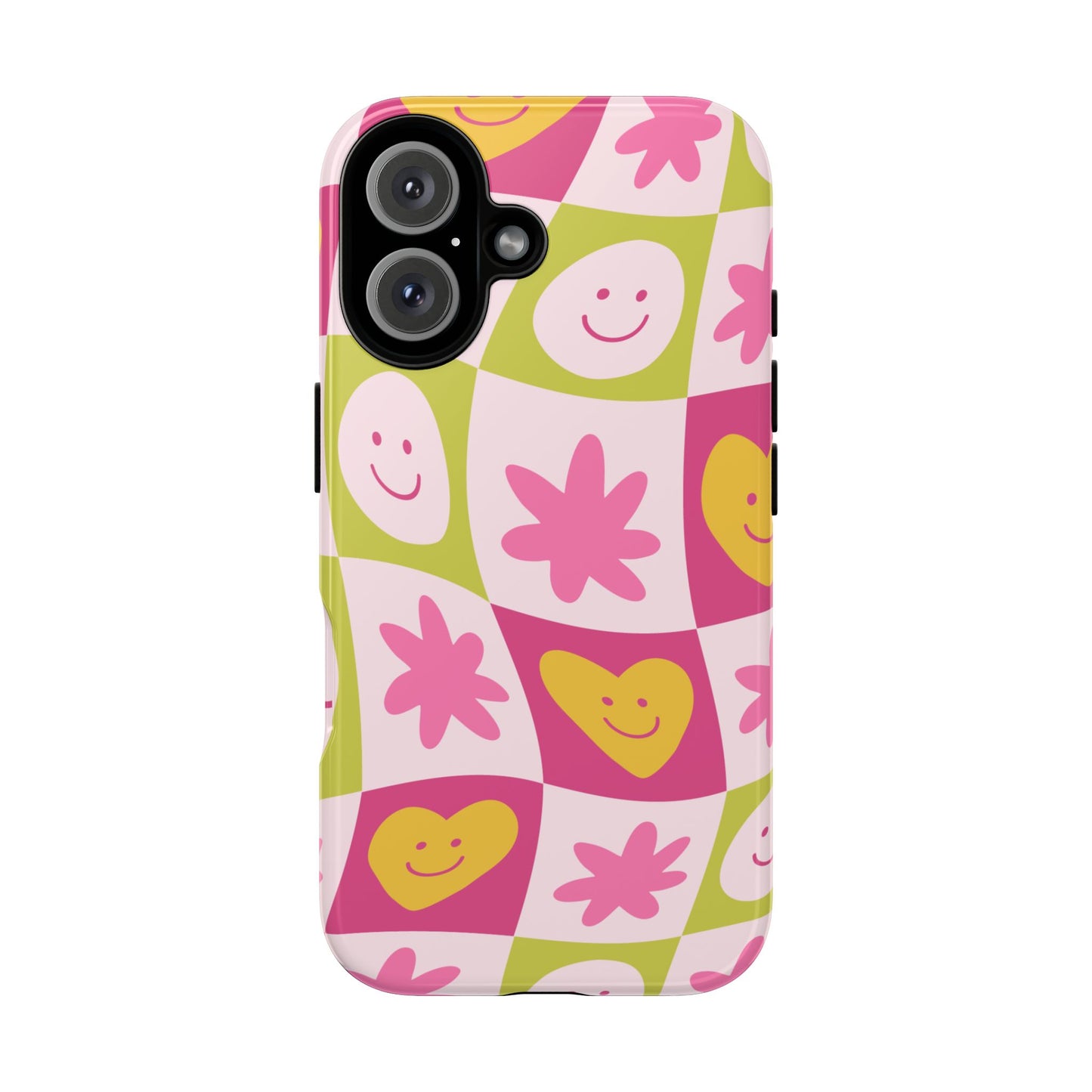Colorful Floral iPhone Case with Smiley Faces
