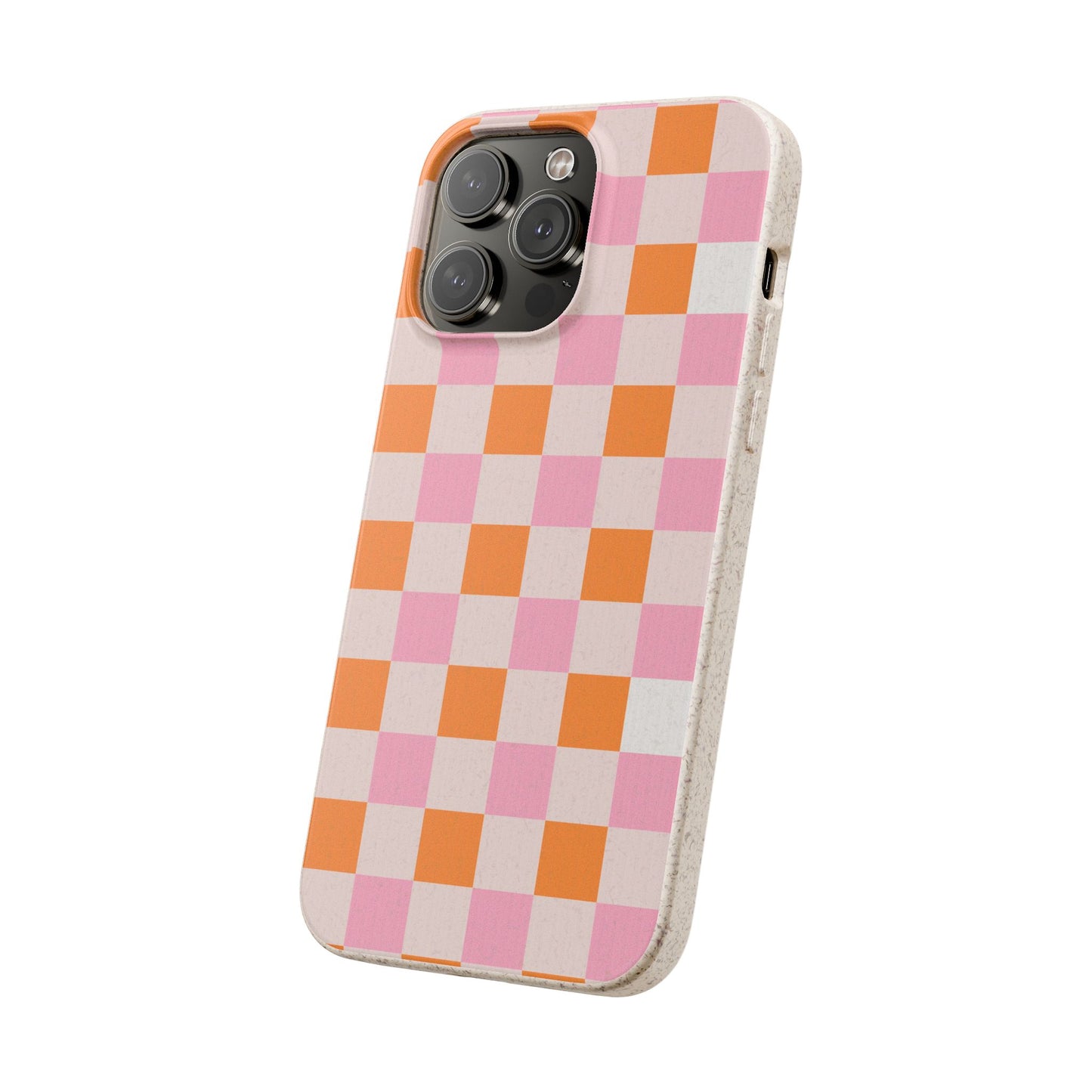Chic Biodegradable Phone Case - Eco-Friendly Checkered Design, Sustainable Cell Phone Cover, Cute Gift for Environmentalists