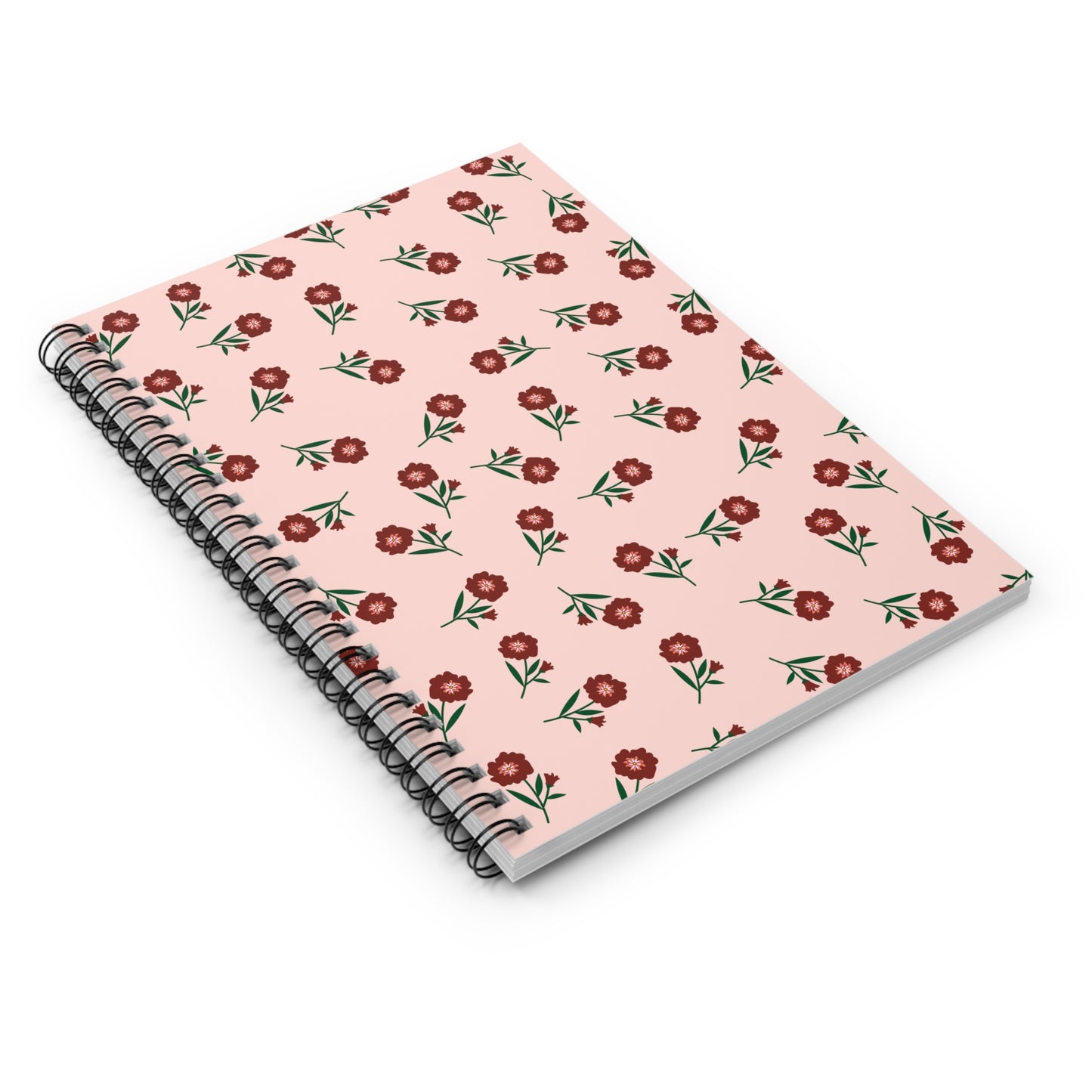 Crimson Bloom Spiral Notebook | Ruled | Journal