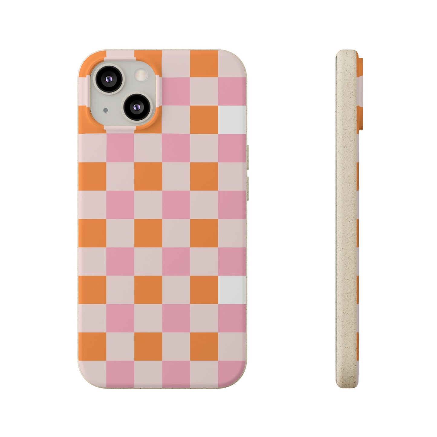 Chic Biodegradable Phone Case - Eco-Friendly Checkered Design, Sustainable Cell Phone Cover, Cute Gift for Environmentalists