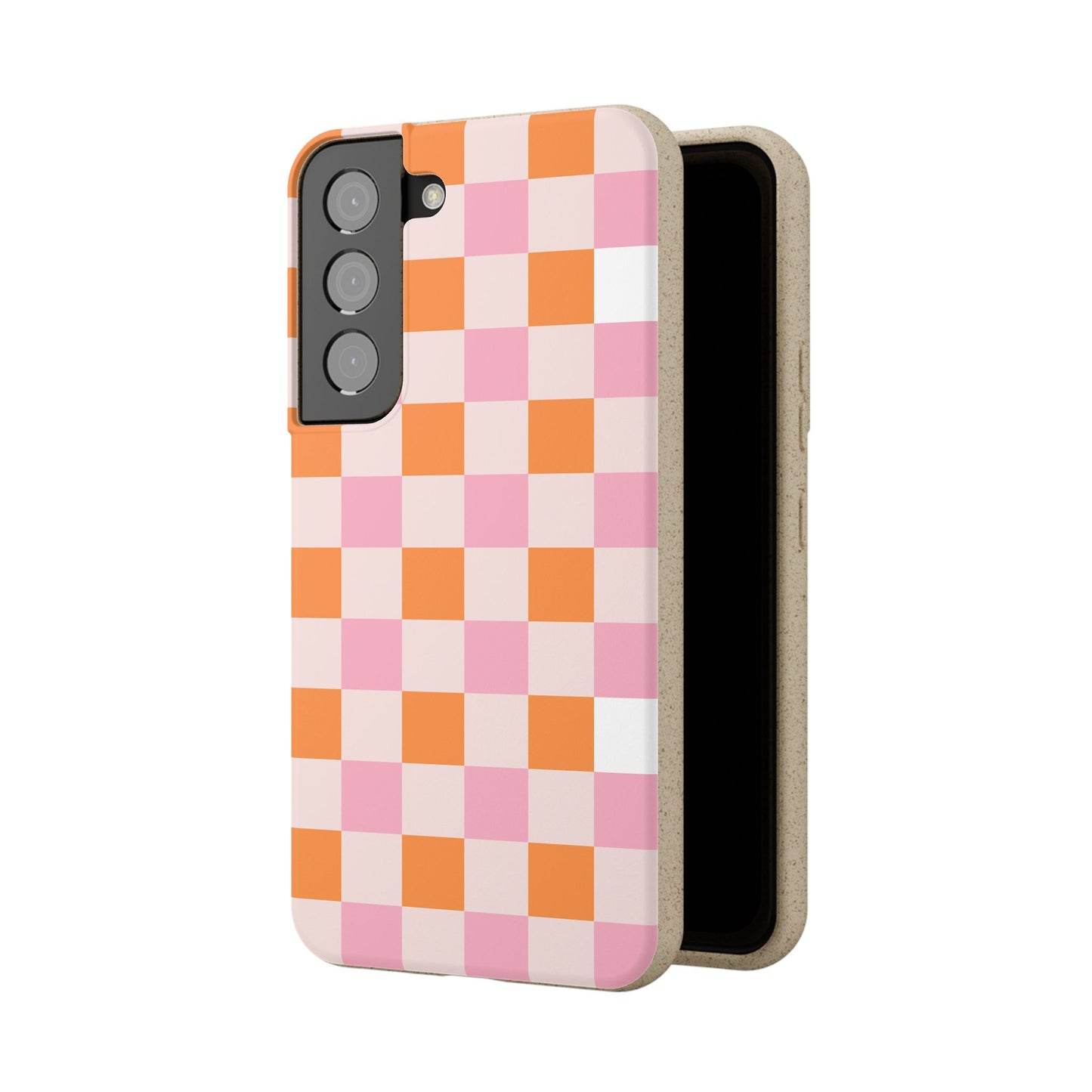 Chic Biodegradable Phone Case - Eco-Friendly Checkered Design, Sustainable Cell Phone Cover, Cute Gift for Environmentalists