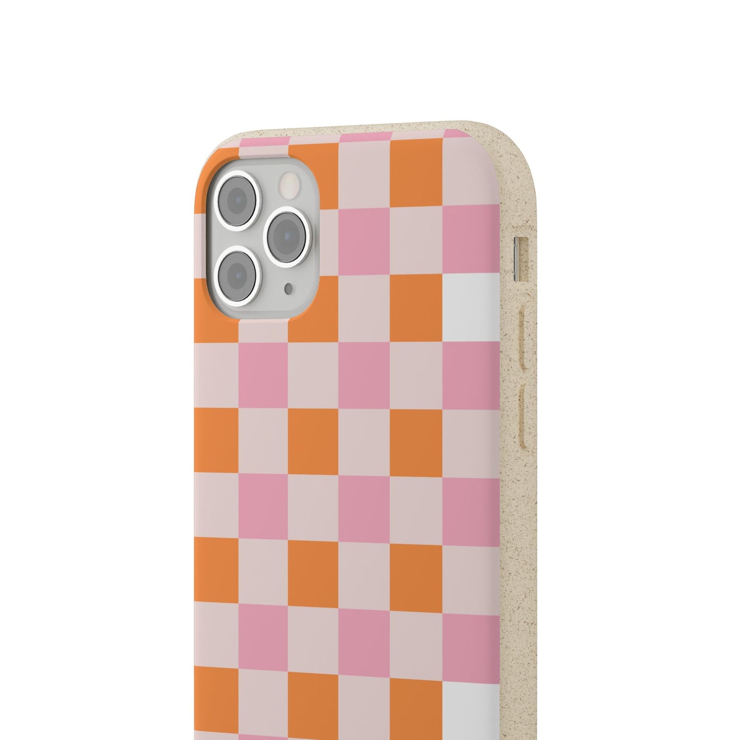 Chic Biodegradable Phone Case - Eco-Friendly Checkered Design, Sustainable Cell Phone Cover, Cute Gift for Environmentalists