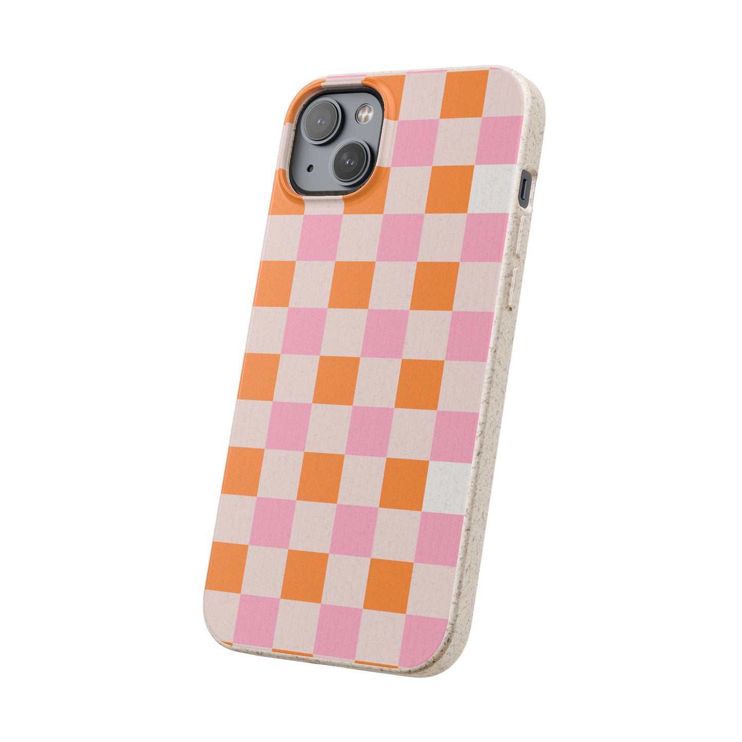 Chic Biodegradable Phone Case - Eco-Friendly Checkered Design, Sustainable Cell Phone Cover, Cute Gift for Environmentalists