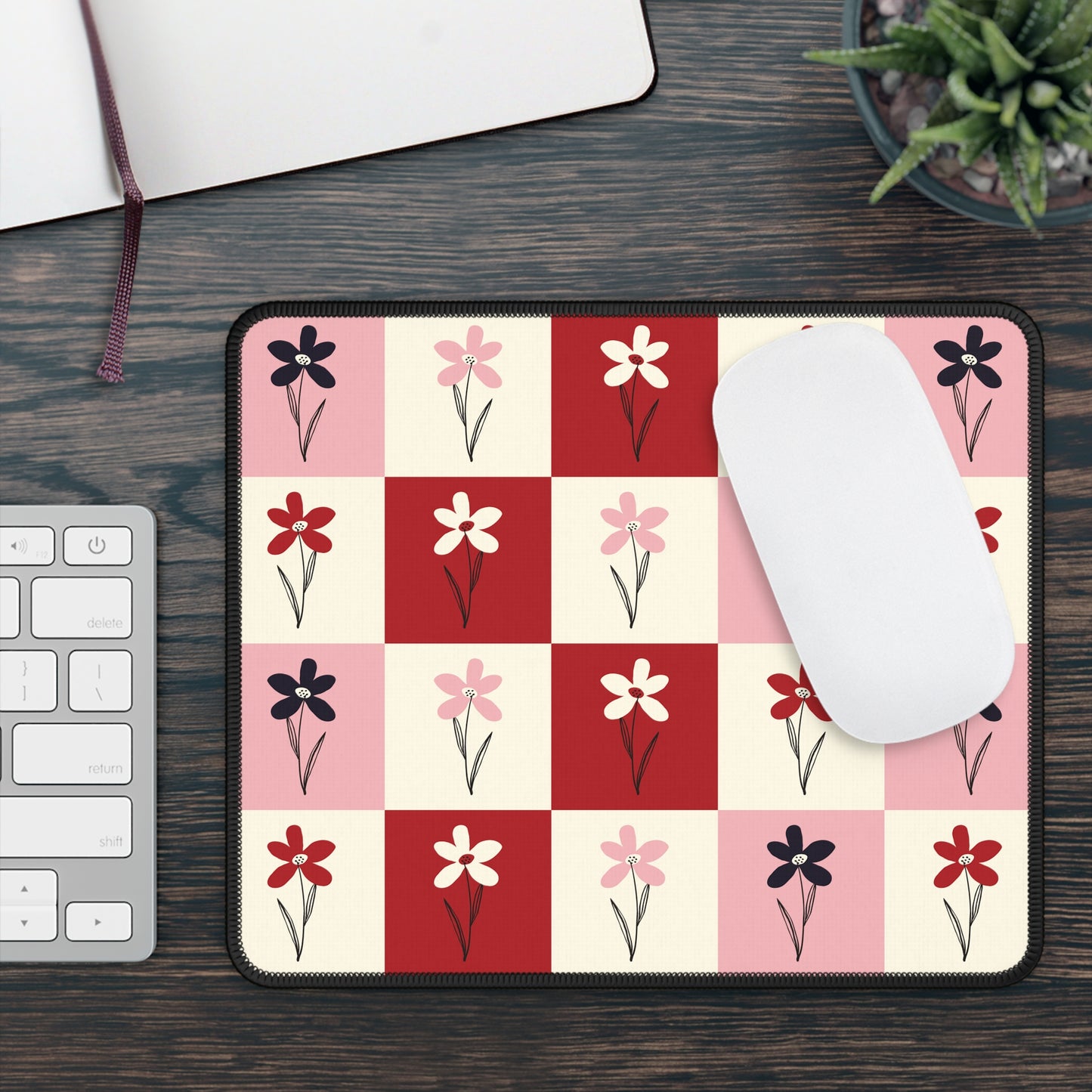 Pop Petal Plaid Mouse Pad