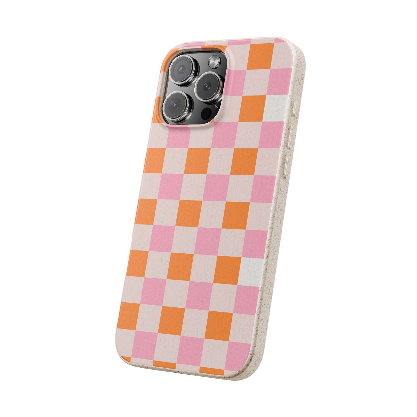Chic Biodegradable Phone Case - Eco-Friendly Checkered Design, Sustainable Cell Phone Cover, Cute Gift for Environmentalists