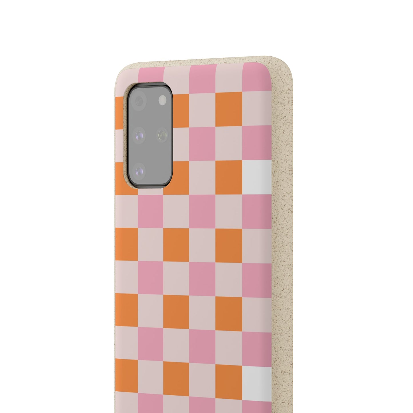 Chic Biodegradable Phone Case - Eco-Friendly Checkered Design, Sustainable Cell Phone Cover, Cute Gift for Environmentalists