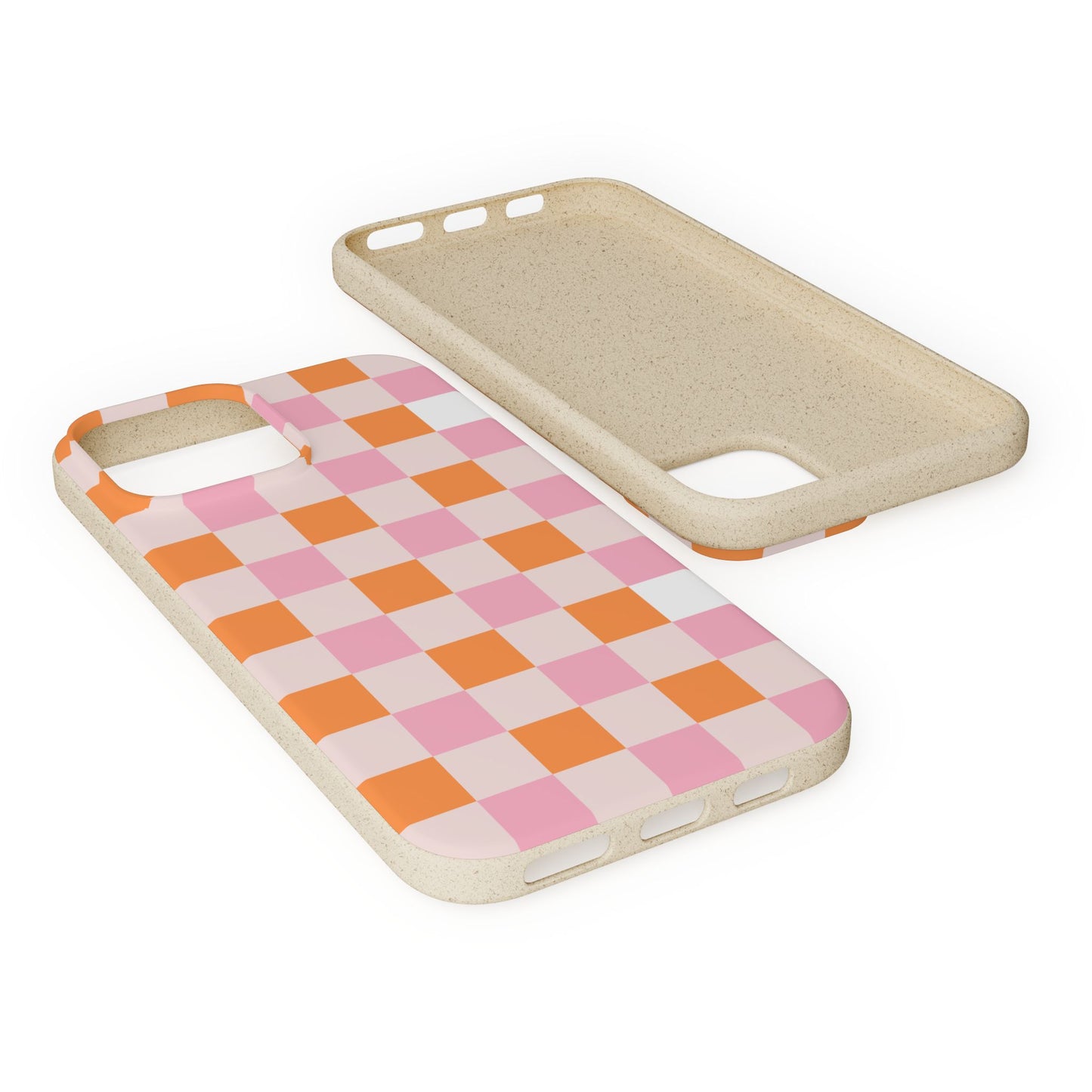 Chic Biodegradable Phone Case - Eco-Friendly Checkered Design, Sustainable Cell Phone Cover, Cute Gift for Environmentalists