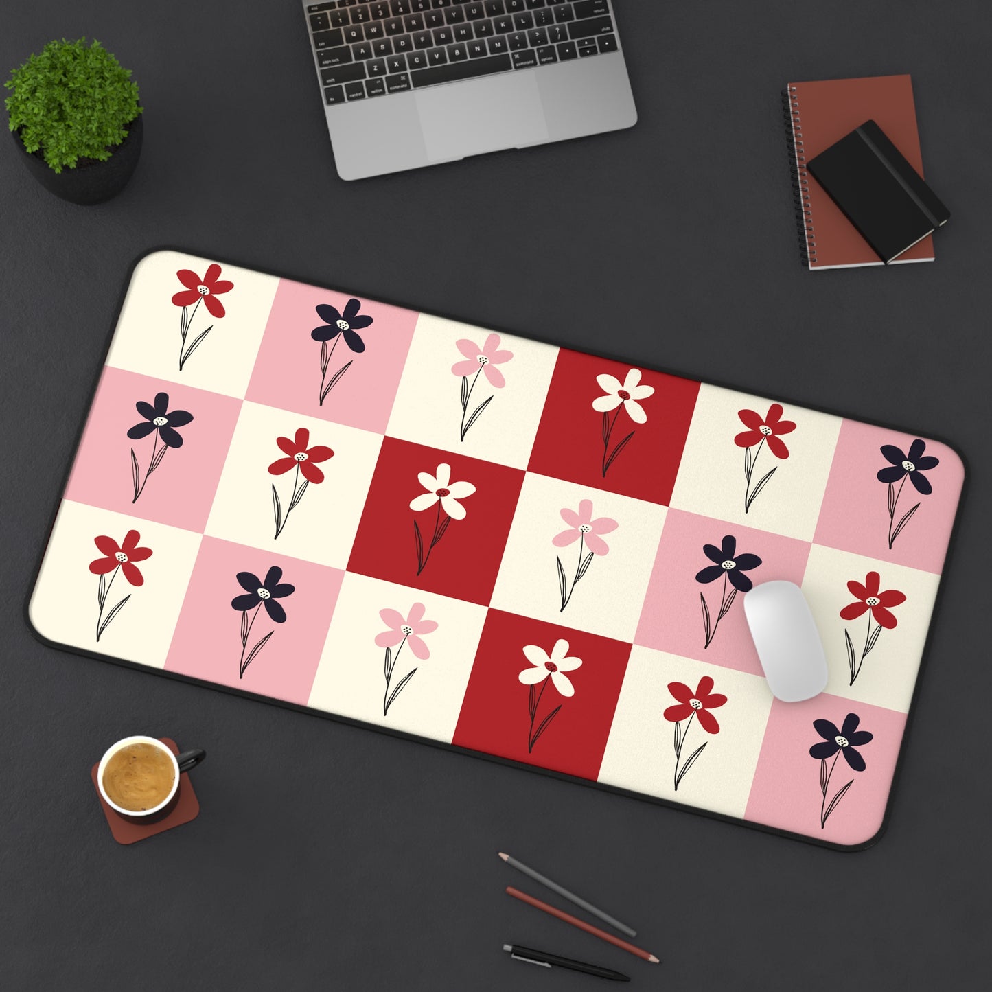 Pop Petal Plaid Desk Mat