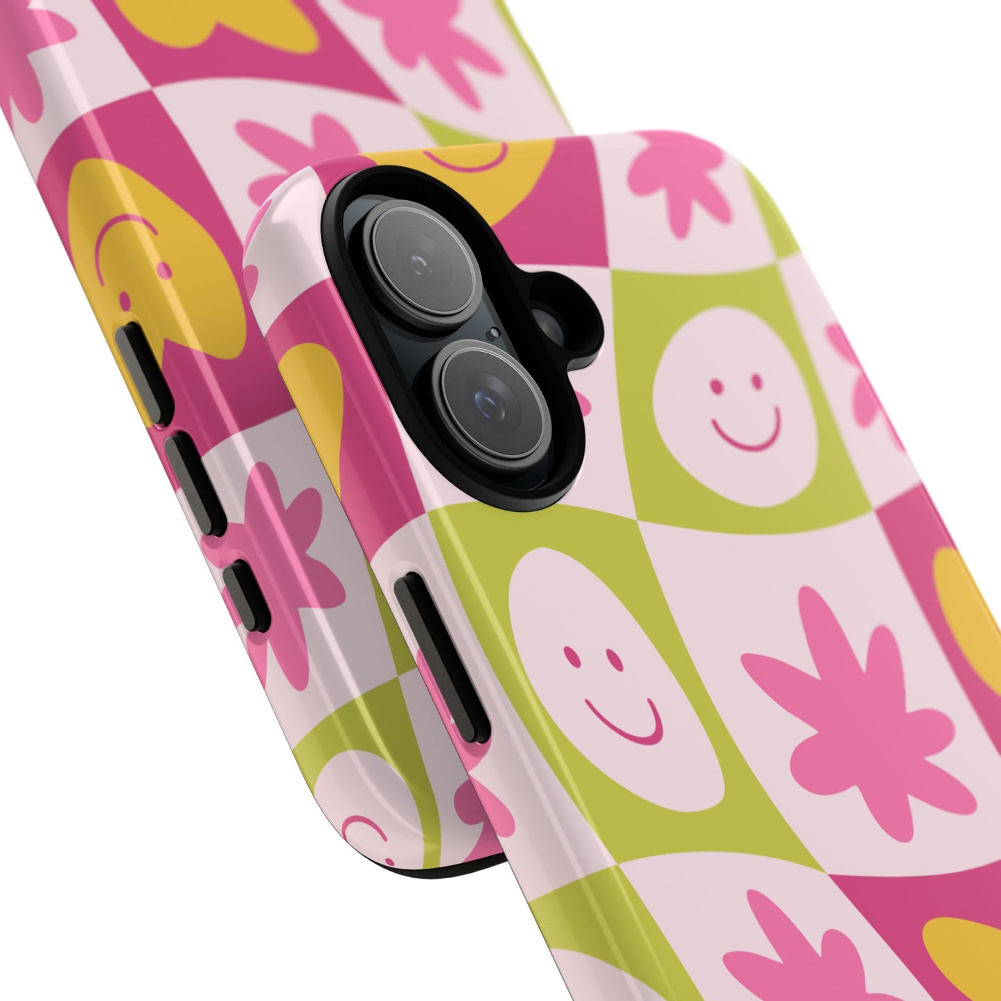 Colorful Floral iPhone Case with Smiley Faces
