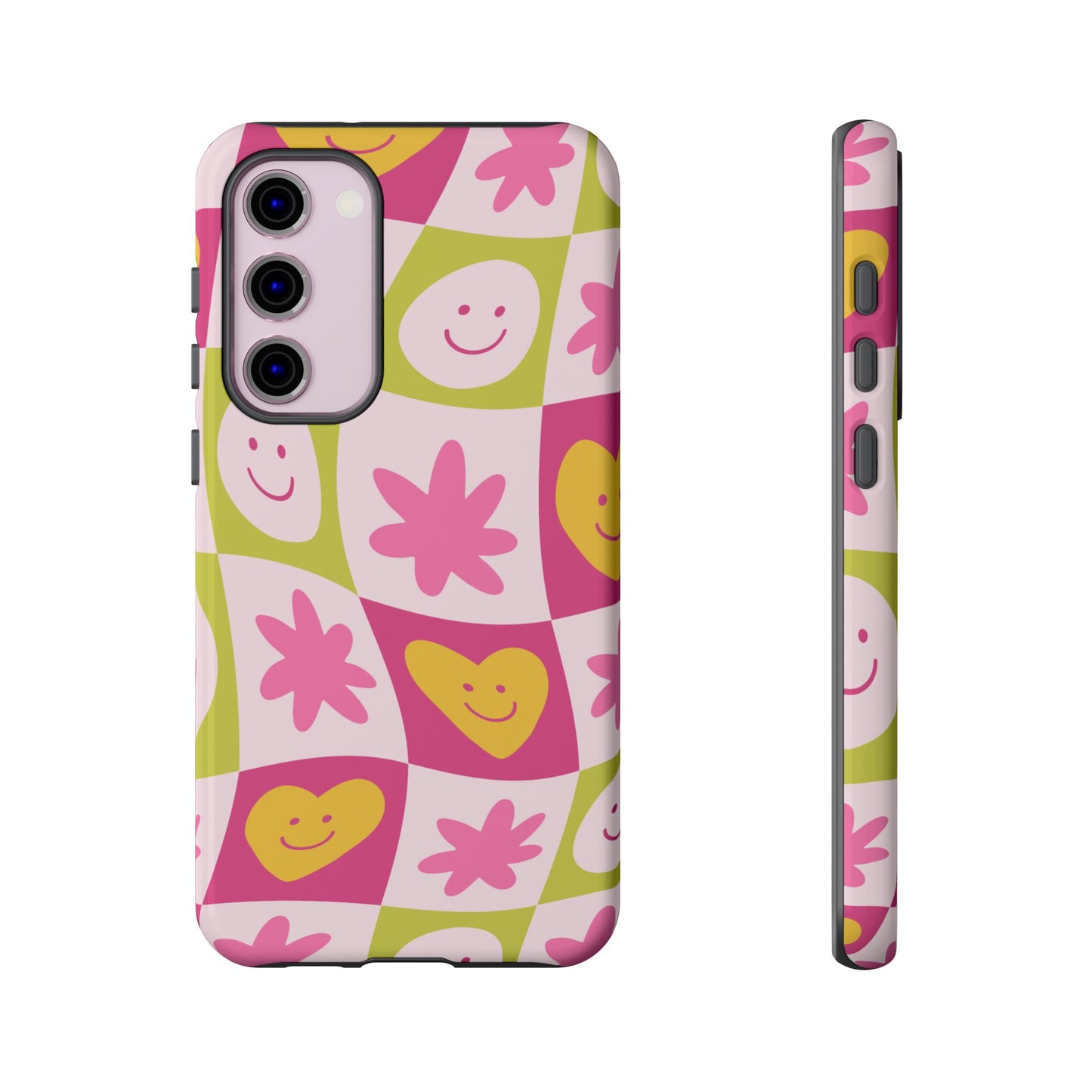 Colorful Floral iPhone Case with Smiley Faces