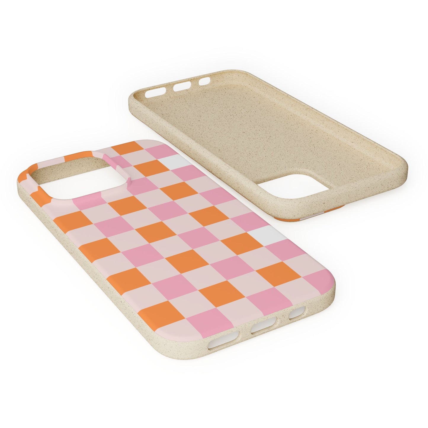 Chic Biodegradable Phone Case - Eco-Friendly Checkered Design, Sustainable Cell Phone Cover, Cute Gift for Environmentalists
