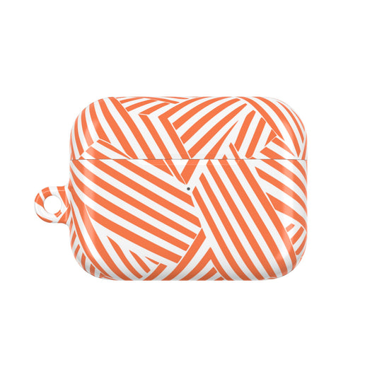 Stylish Orange Striped AirPod Case - Trendy Wireless Earbud Cover
