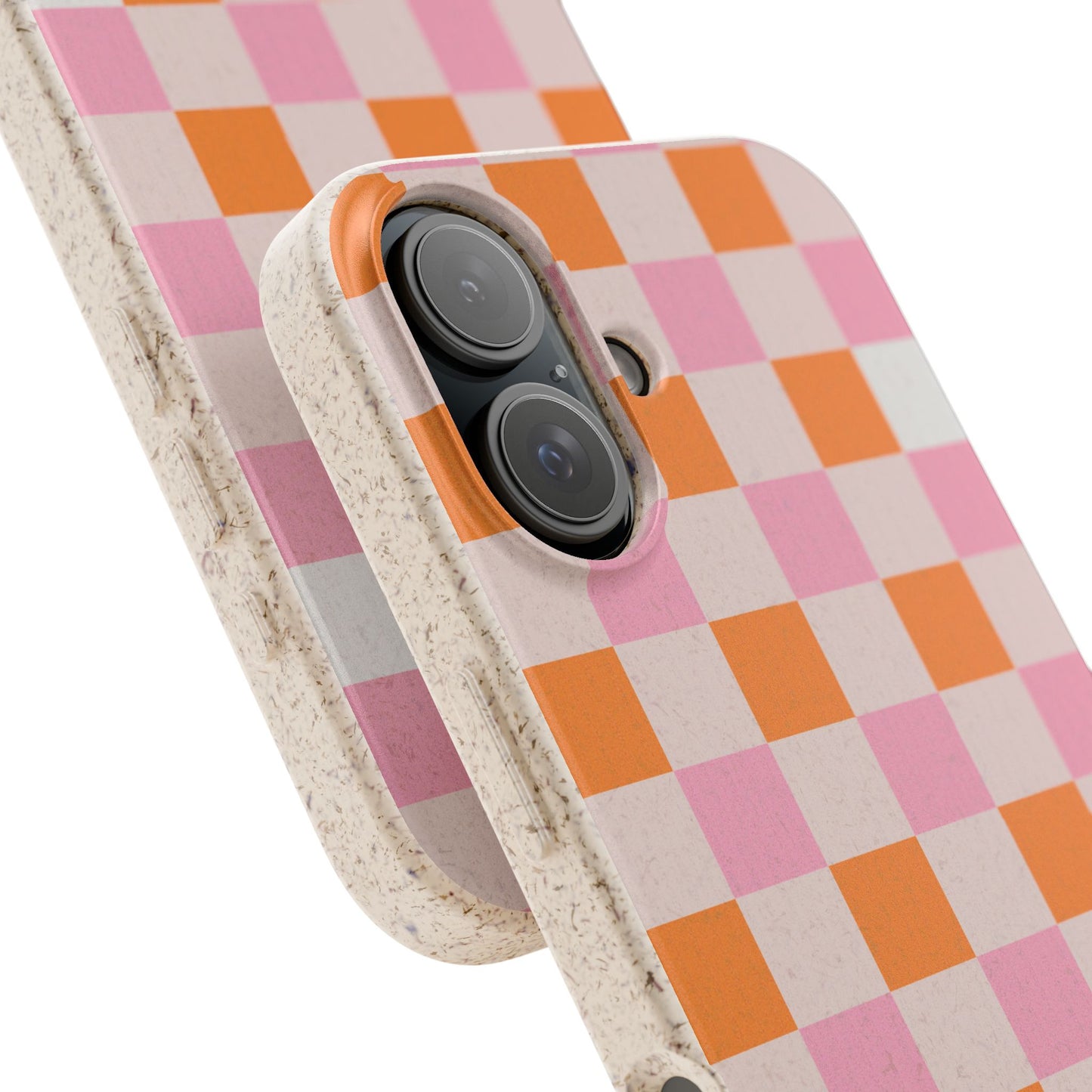 Chic Biodegradable Phone Case - Eco-Friendly Checkered Design, Sustainable Cell Phone Cover, Cute Gift for Environmentalists