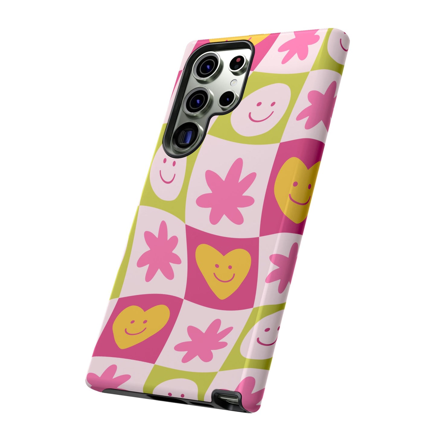 Colorful Floral iPhone Case with Smiley Faces