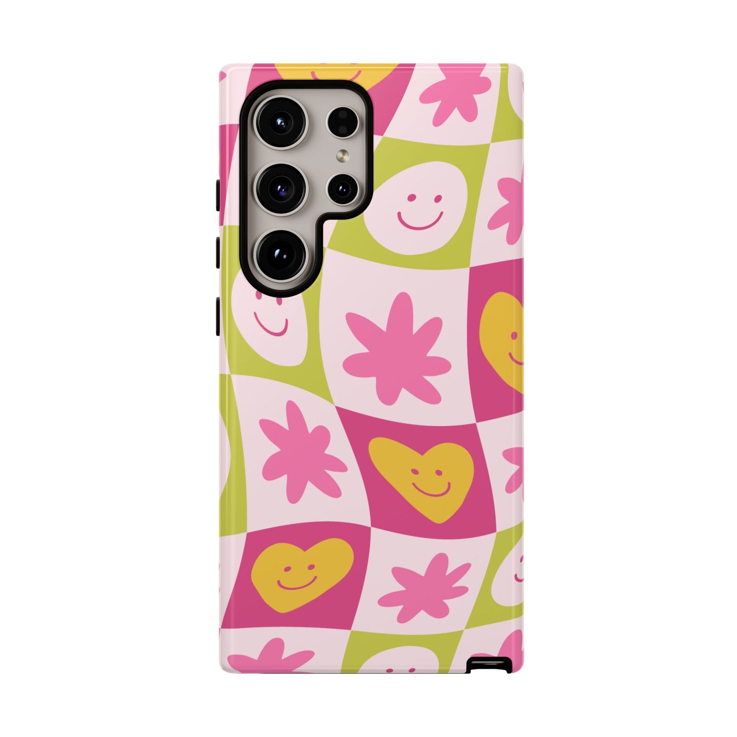 Colorful Floral iPhone Case with Smiley Faces