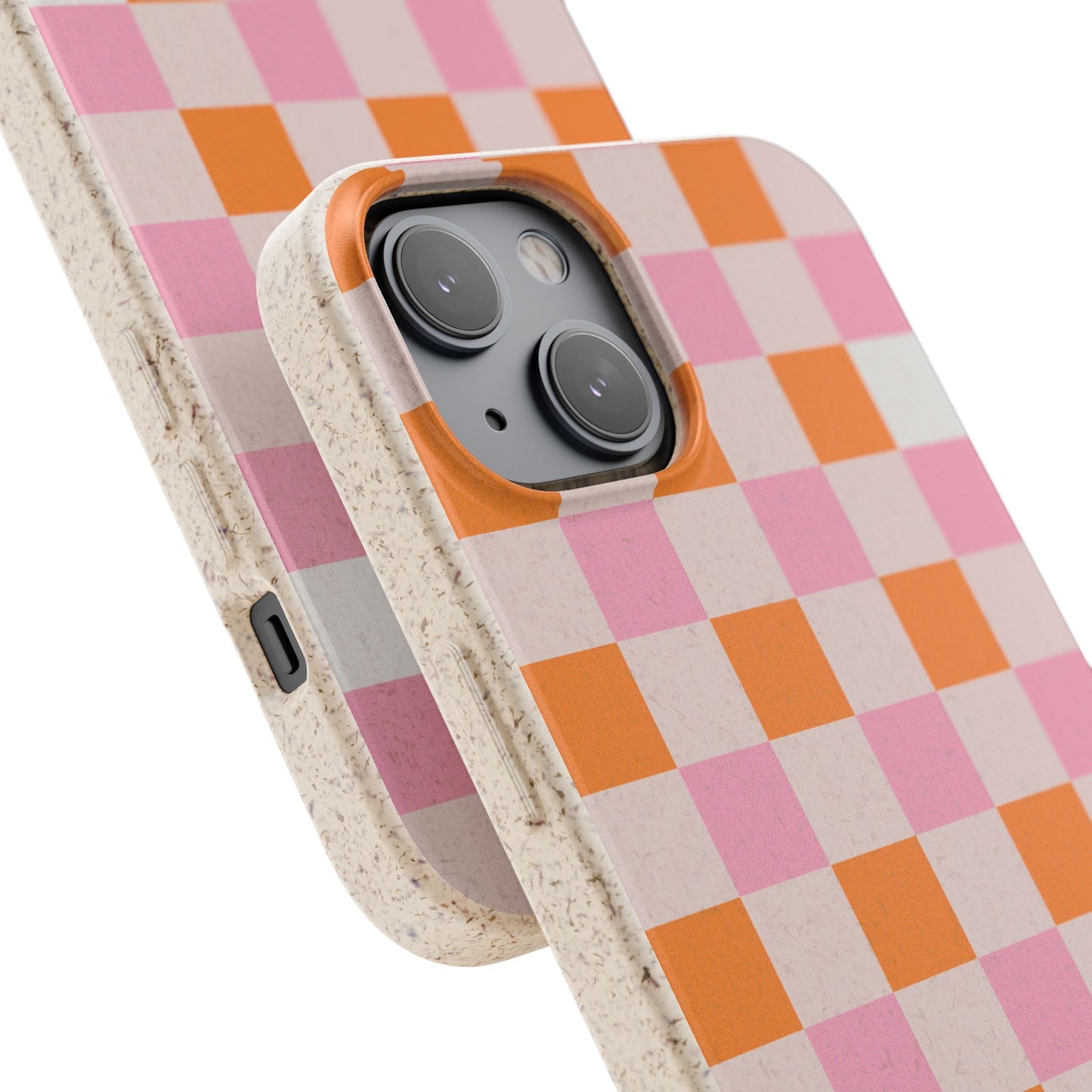 Chic Biodegradable Phone Case - Eco-Friendly Checkered Design, Sustainable Cell Phone Cover, Cute Gift for Environmentalists
