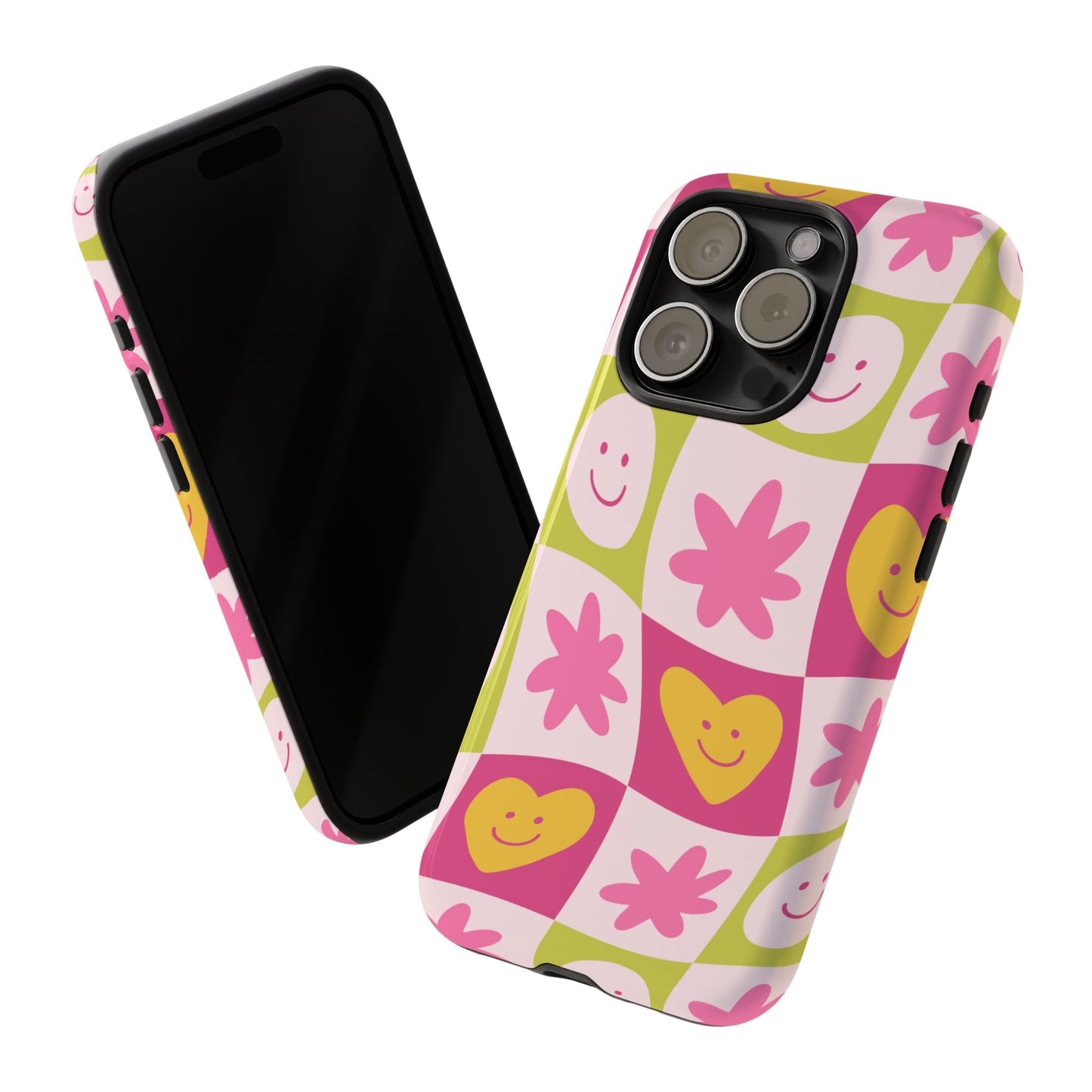 Colorful Floral iPhone Case with Smiley Faces
