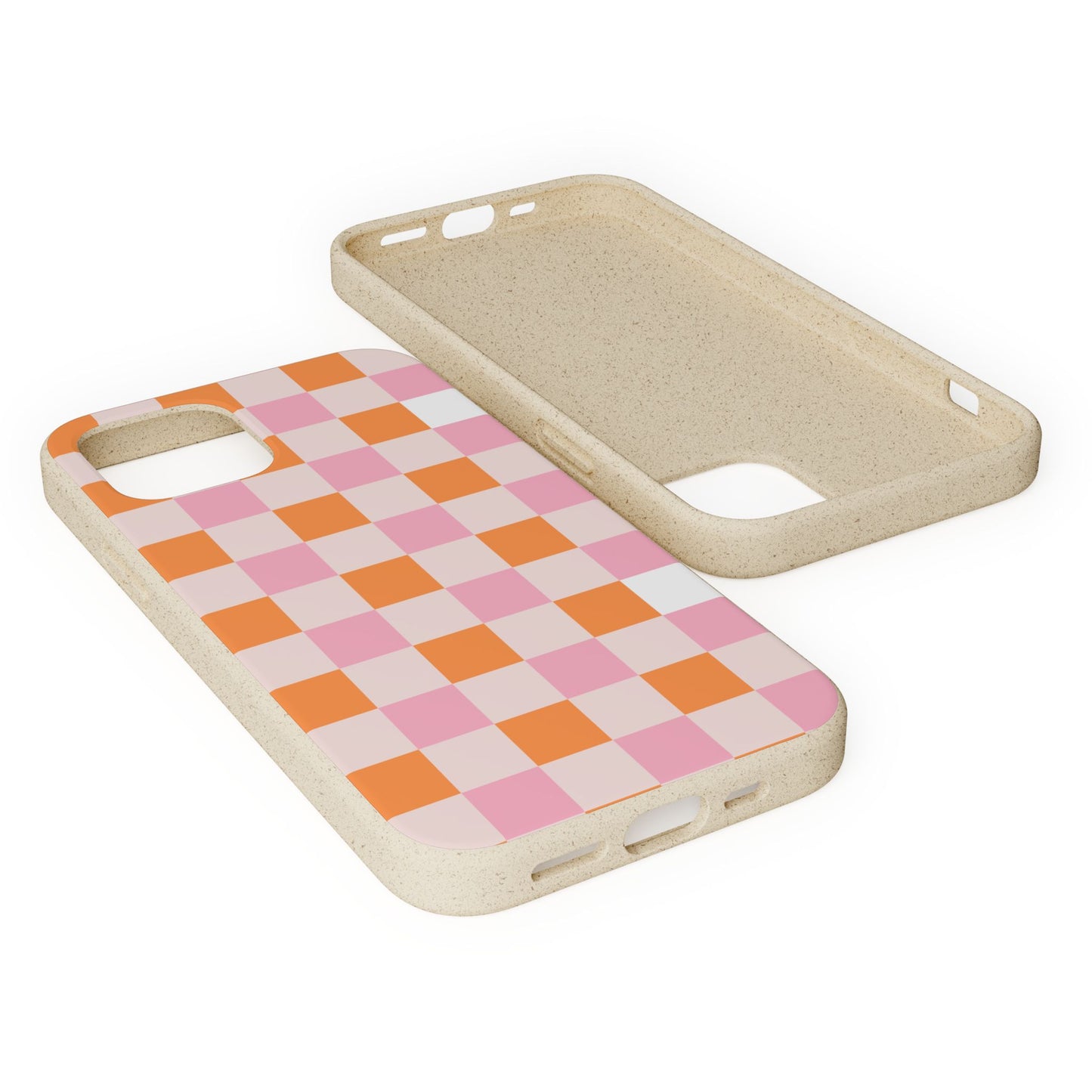 Chic Biodegradable Phone Case - Eco-Friendly Checkered Design, Sustainable Cell Phone Cover, Cute Gift for Environmentalists