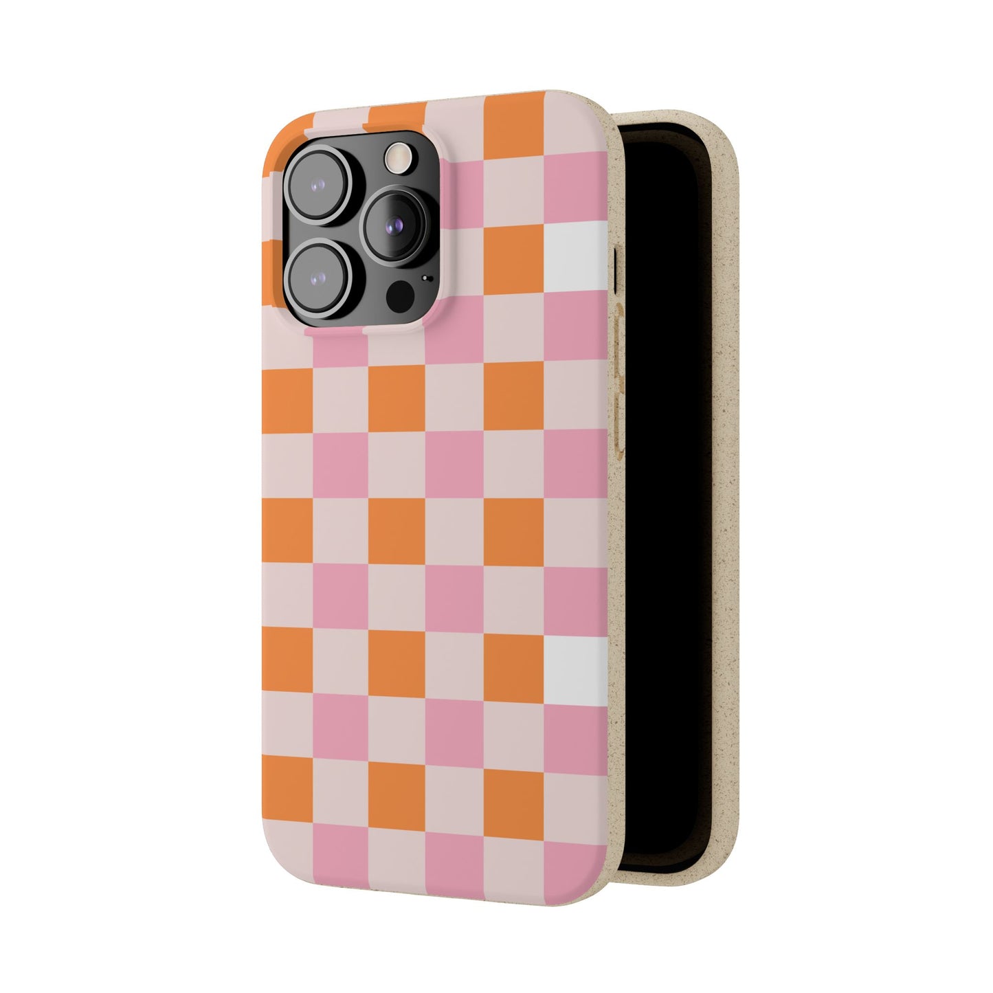 Chic Biodegradable Phone Case - Eco-Friendly Checkered Design, Sustainable Cell Phone Cover, Cute Gift for Environmentalists